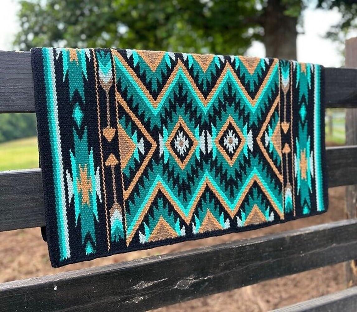 EQUIEMPRESS EQUIEMPRESS Horse Western Ranch Saddle pad/New Zealand Wool Western Saddle Blanket Top Wool Pad Sensor Flex (Customization Available) A228 (36\" x 36\")