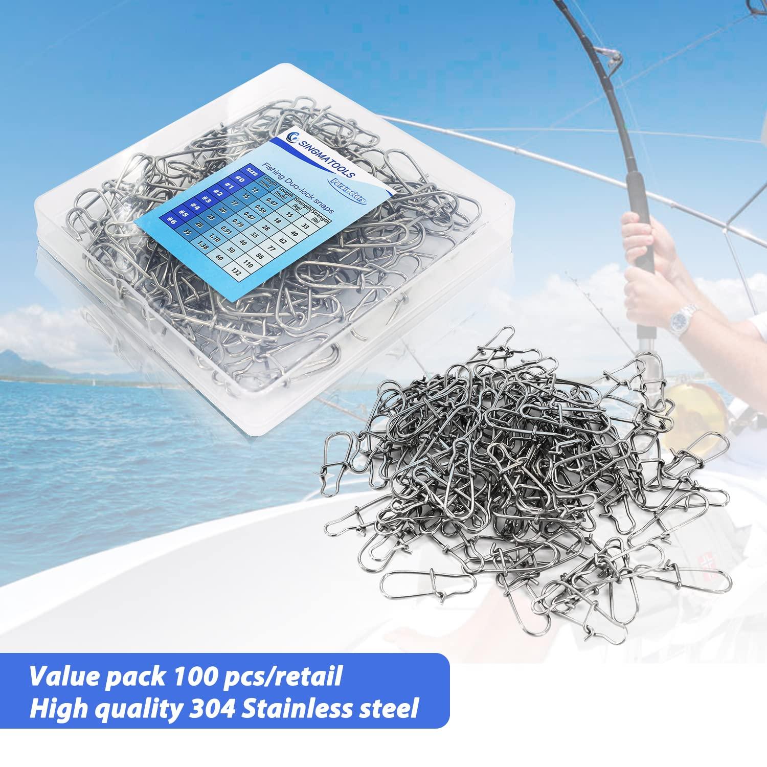 SINGMATOOLS SINGMATOOLS 100 Pack Dual Lock Fish Sinker Clips for Trolling, Freshwater Cross Lock Snaps, Power Clips