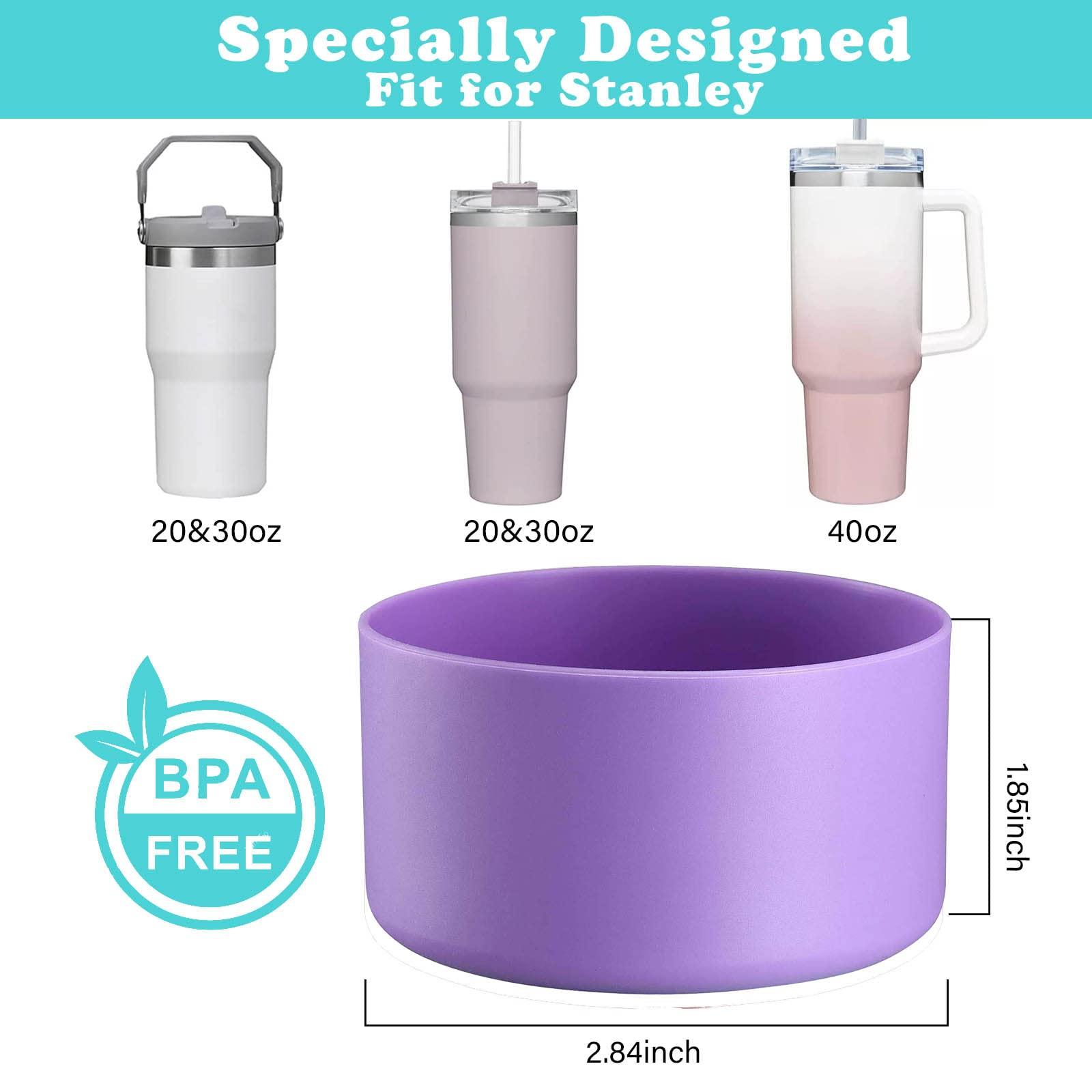 QIANHAI QIANHAI Silicone Boots for Stanley Quencher Adventure 40oz Tumbler with Handle & Stanley IceFlow 30oz 20oz, Bottle Bottom Sleeve, Sport Water Bottle Accessories (1Black+1Purple)