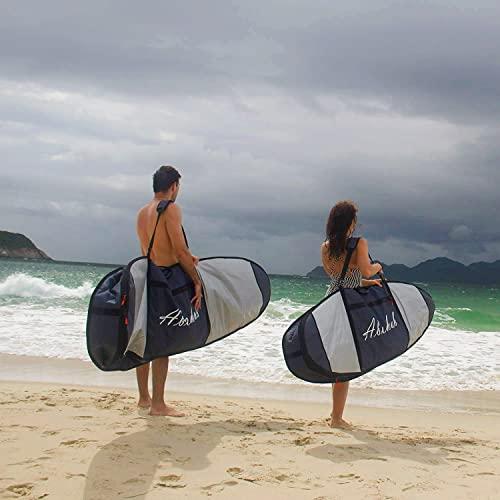 Abahub Abahub Premium 8\'0 x 24 Surfboard Travel Bag, Foam Padded Surf Board Cover, Shortboard Carrying Bags for Surfing, Outdoor, Airplane, Car, Truck, DarkBlue