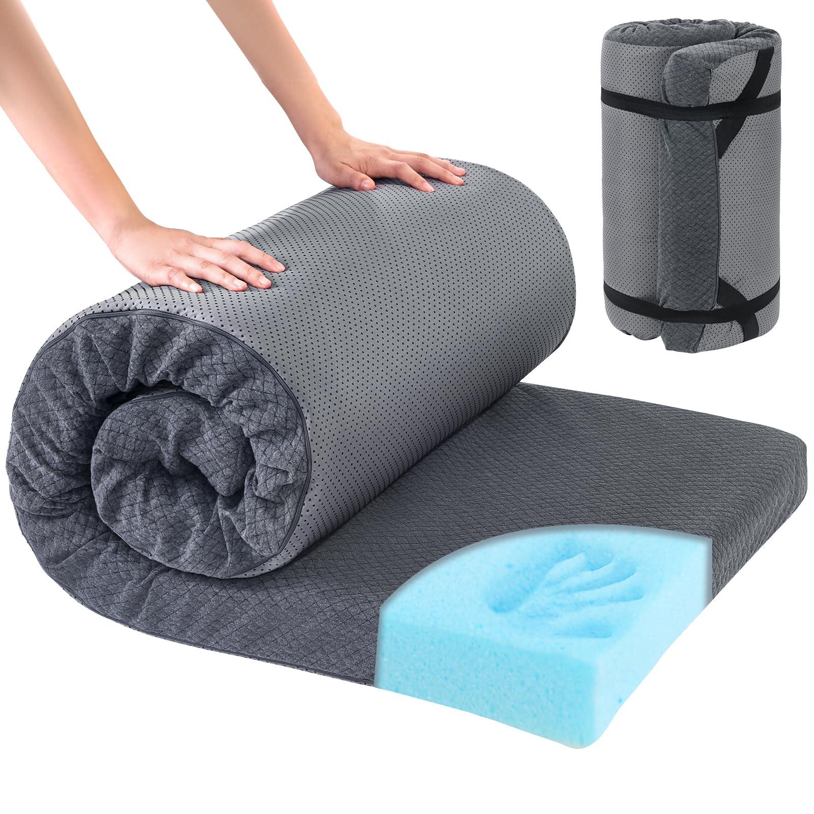 HOMBYS HOMBYS Memory Foam Camping Mattress Pad,Portable Sleeping Pad for Adult,Waterproof Cot Mattress,Roll Up Floor Mattress,Foldable Backpacking Travel Bed for Hiking,Guest Bed,79x38x3
