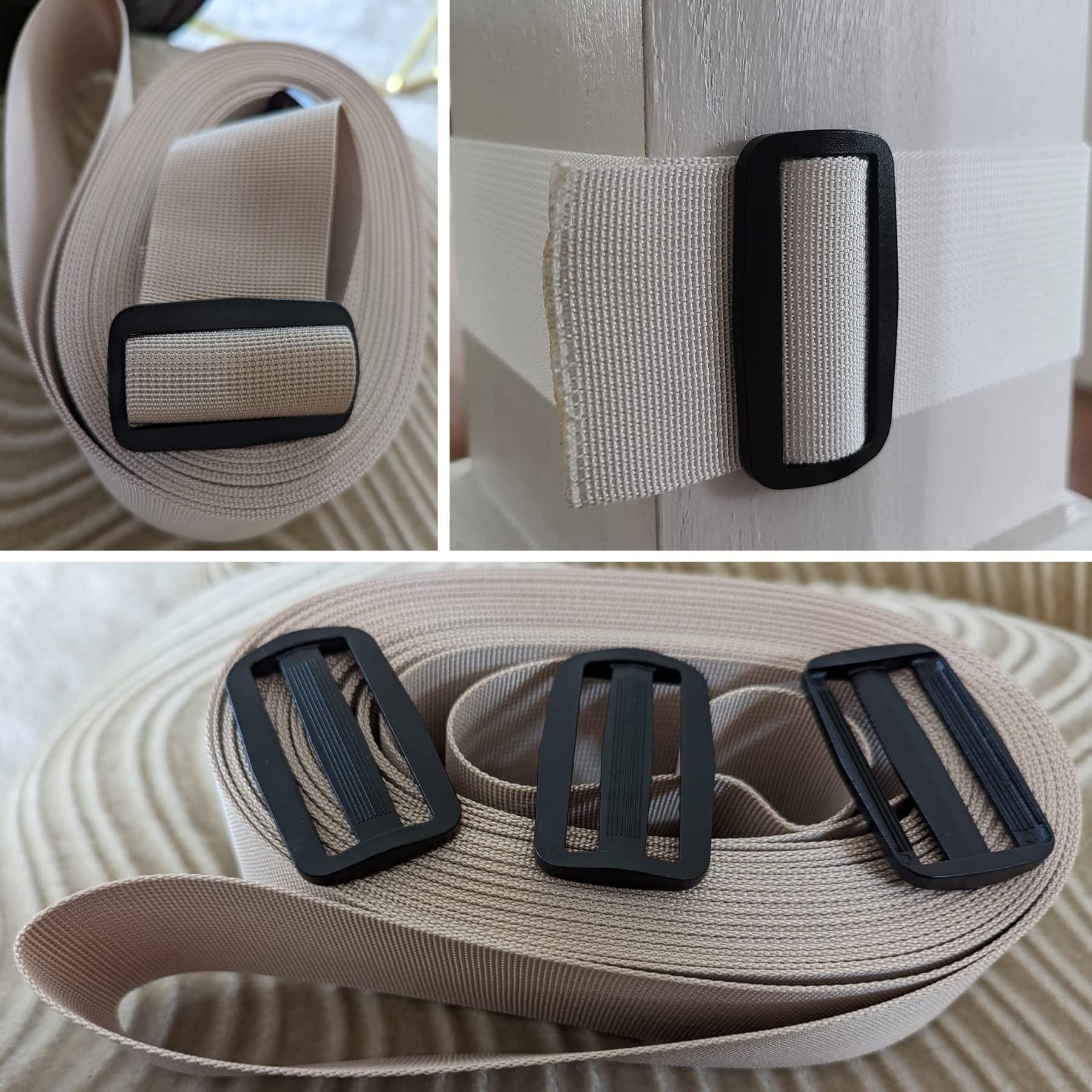 DEYACE DEYACE 2 Inch Nylon Webbing Strap with Plastic Tri-Glide Slide Clips, 10 25 50 Yards Heavy Duty Nylon Strapping for Indoor or Outdoor Gear, DIY Crafting, Repairing (Gray, 2" x 10 Yards)