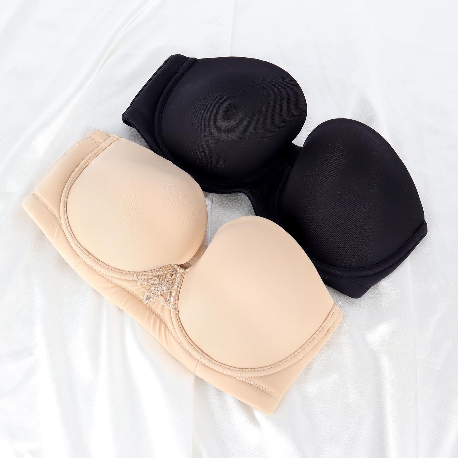 HWDI HWDI 42DDD Strapless Multiway Convertible Bras Underwired Clear Straps Bra for Women Plus Size Beige