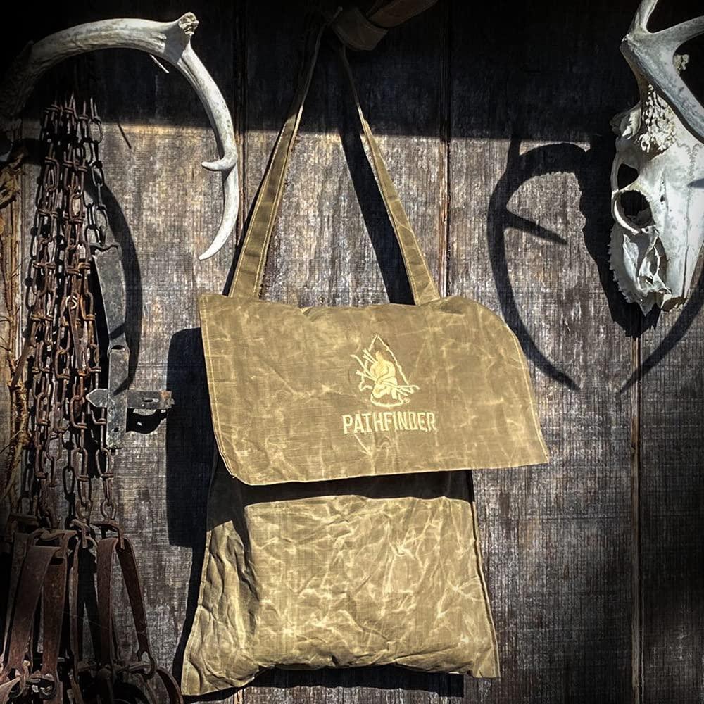 The Pathfinder School The Pathfinder School Durable Ripstop Waxed Canvas Bag - Haversack - Bushcraft Gear - Single Strap Hiking Pack Gathering Bag - Pathfinder Survival Bushcraft Bag - 15\" x 12\"