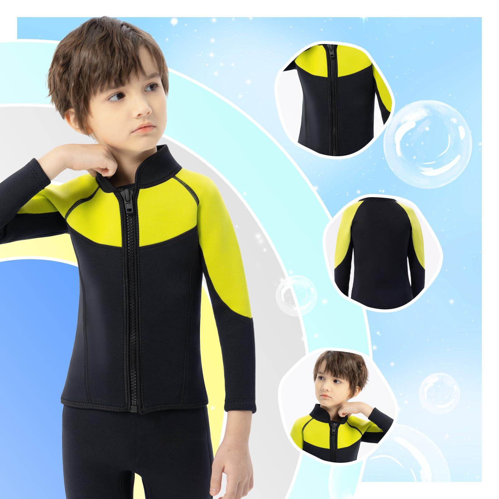 INTBOSS Intboss Kids Wetsuit Top 3mm Wet Suit Jacket for Boys and Girls 3T 4 T Toddlers Wetsuit Jacket 2mm Youth Size 6-14