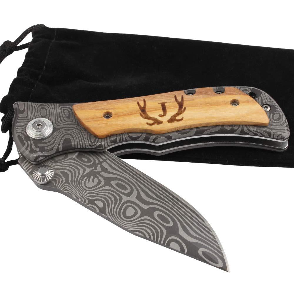 Fanfoobi Fanfoobi Laser Engraved Pocket Knife with Monogrammed J for Him