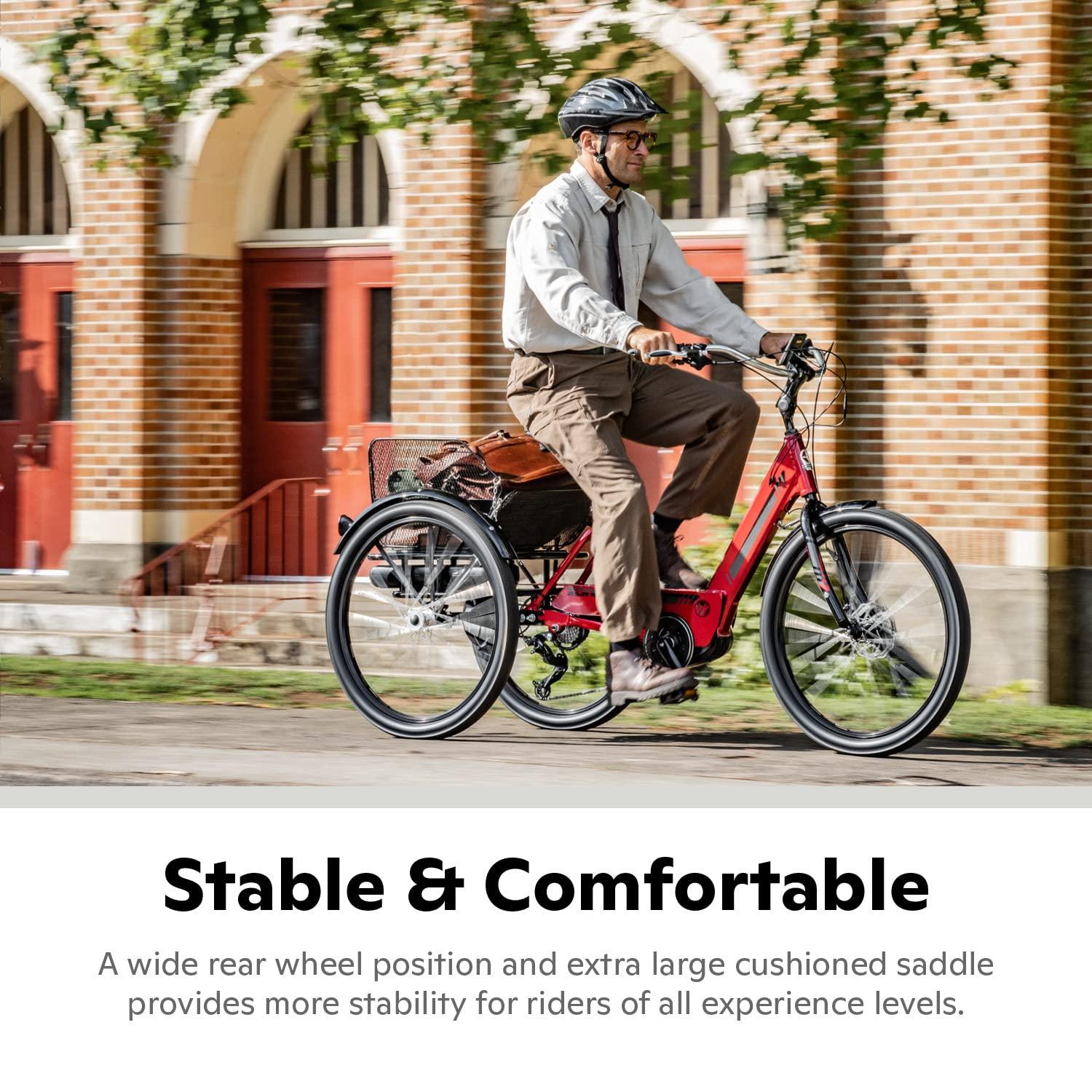 Schwinn Schwinn Meridian Adult Tricycle, 26 Inch Bike for Women and Men, Single-Speed Adult Trike, Low Step-Through Frame, Springer Cruiser Seat, Upright Riding Position, Bike with Basket, Tricycle for Adults