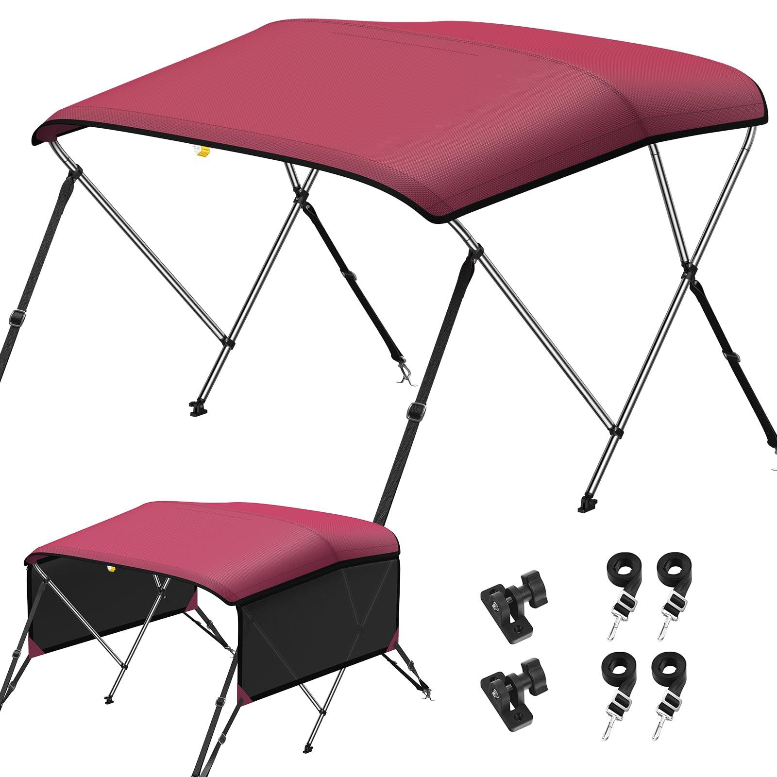 KAKIT KAKIT 3 4 Bow Bimini Tops for Boats with Mesh Sides Heavy Duty Cover Adjustable 4 Straps Zippered Storage Boot