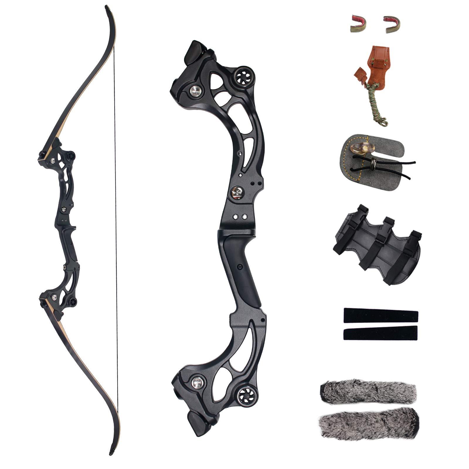 SinoArt SinoArt 64\" Takedown Recurve Bow Metal Riser 30-60Lbs Right Handed for Archery Hunting (60Lbs)