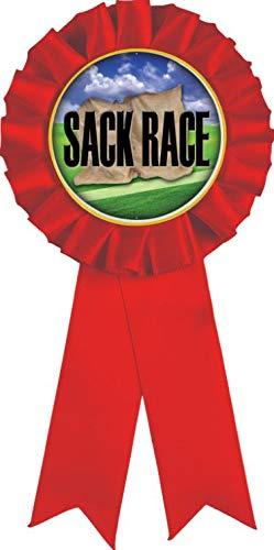 Crown Awards Sack Race Red Rosette Ribbon, Sack Race Trophy Ribbon Award Prize, 50 Pack Prime