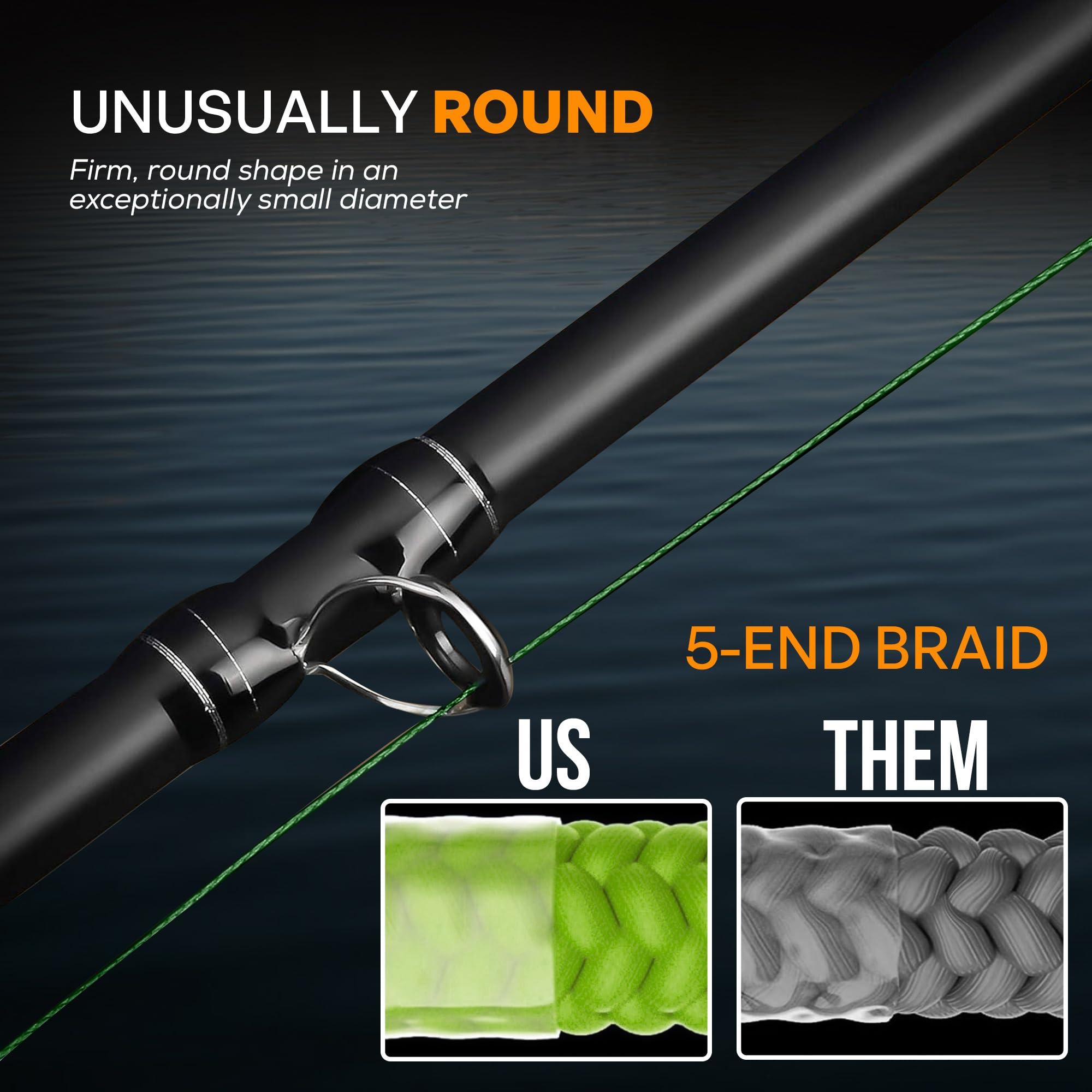 FINS FINS Spin5 Advanced 5-End Braided Fishing Line - USA Made - Superior Roundness for Longer Casts, Ideal for Spinning & Baitcasting Reels - Green - 15 lb - 300 Yds