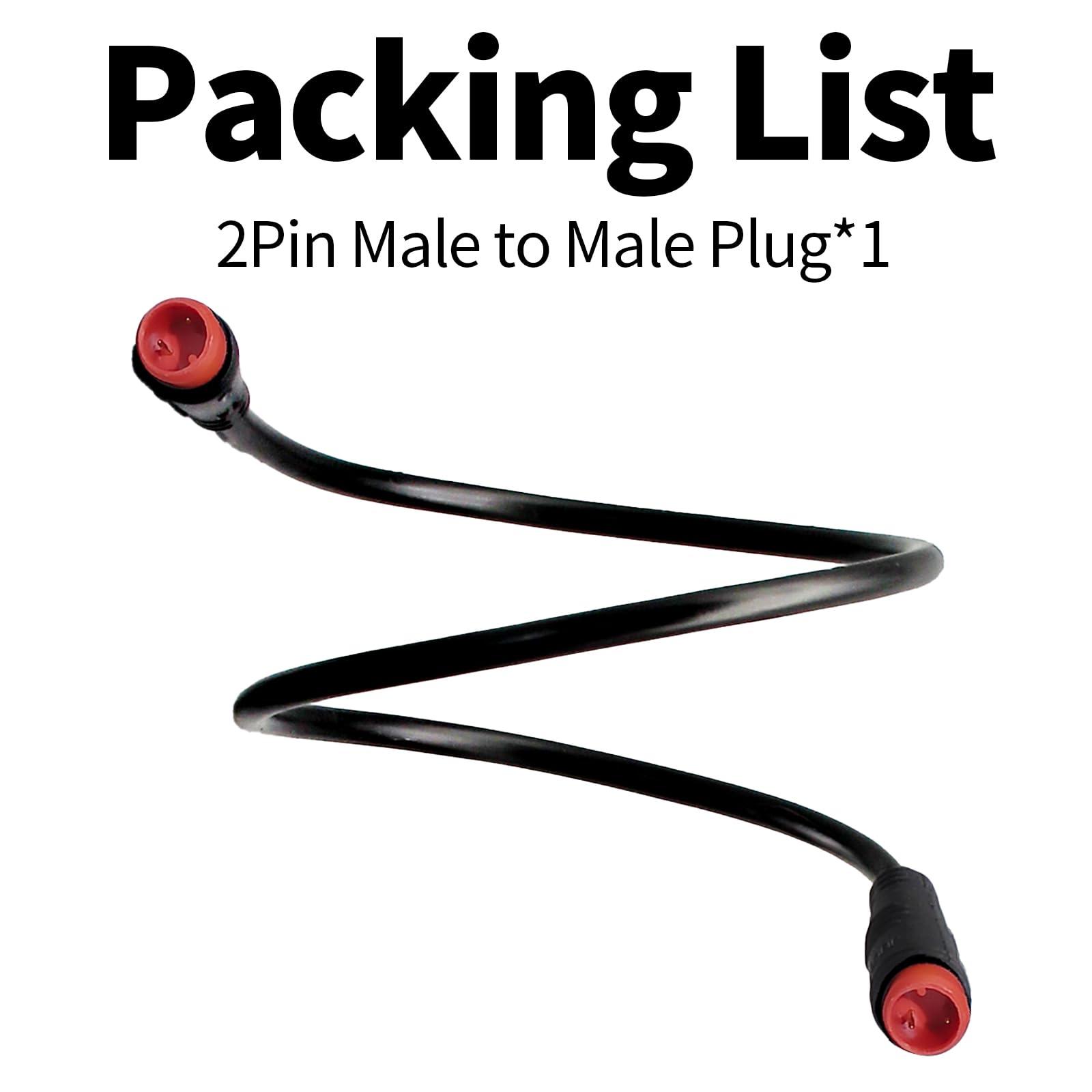 MUSELK Ebike Extension Cable 2/3/4/5/6 Pin Waterproof Plug Female to Male for Electric Bicycle Motorbike Mid Drive/Hub Motor Conversion Kit Light/Throttle/PAS/Display/Shift Sensor Signal Line (2PIN-M-M)