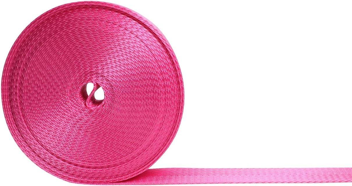 Devobunch Devobunch Nylon Webbing Straps, 1 Inch Wide Heavy Duty Nylon Strap, Durable Flat Rope Webbing, 10 and 25 Yard Roll for Backpack Strapping, Tie-Down, Dog Leash, 18 Vibrant Colors (Rose Red, 25 Yard)
