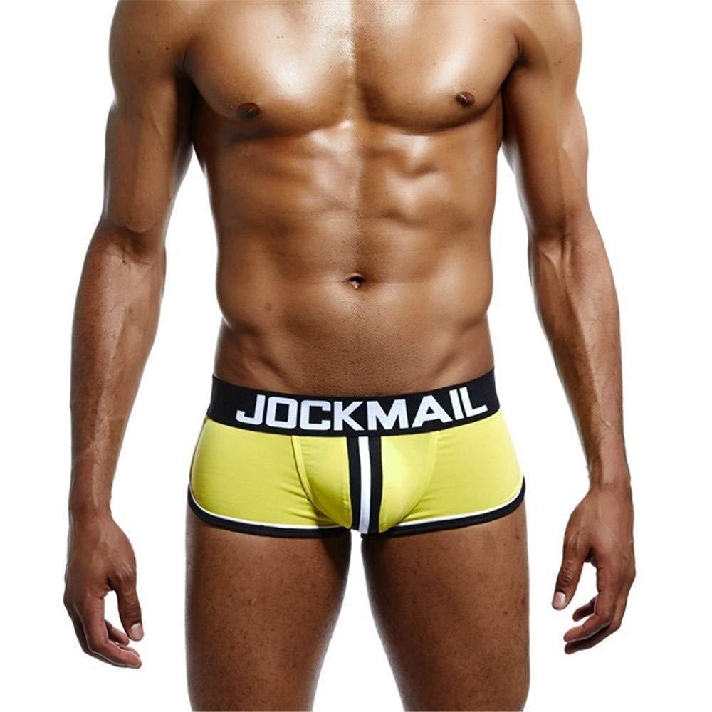 JOCKMAIL JOCKMAIL Mens Underwear Jockstrap Bottomless Men Boxer Shorts Backless Gay Underwea (XXL, Yellow)
