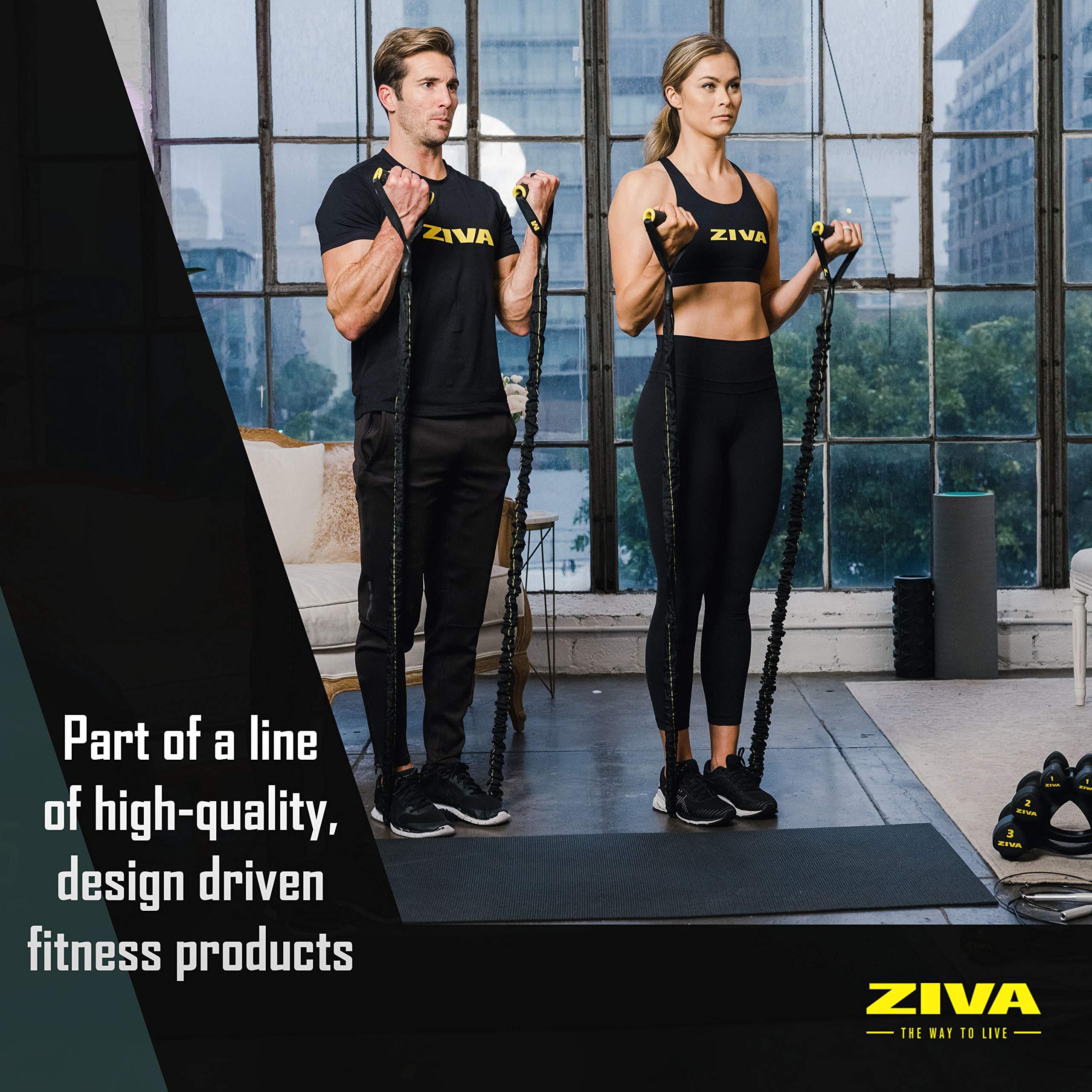 ZIVA Ziva Portable Lightweight Resistance Tube Band - Multiple Resistance Avail - Nylon Safety Sleeve and Foam Handles for Home Fitness, Strength Training, Cross Workouts Extra Heavy 45-50 lbs