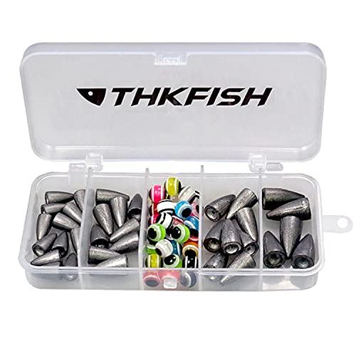 THKFISH THKFISH Fishing Weights Sinkers Fishing Beads Bullet Sinkers Carolina Rig Texas Rig Kit Fishing Accessories Kit 64pcs