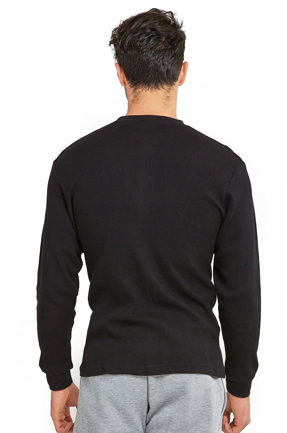 TOP PRO Men's Classic Fit Heavy Weight Waffle Thermal Shirt (2XL, Black)
