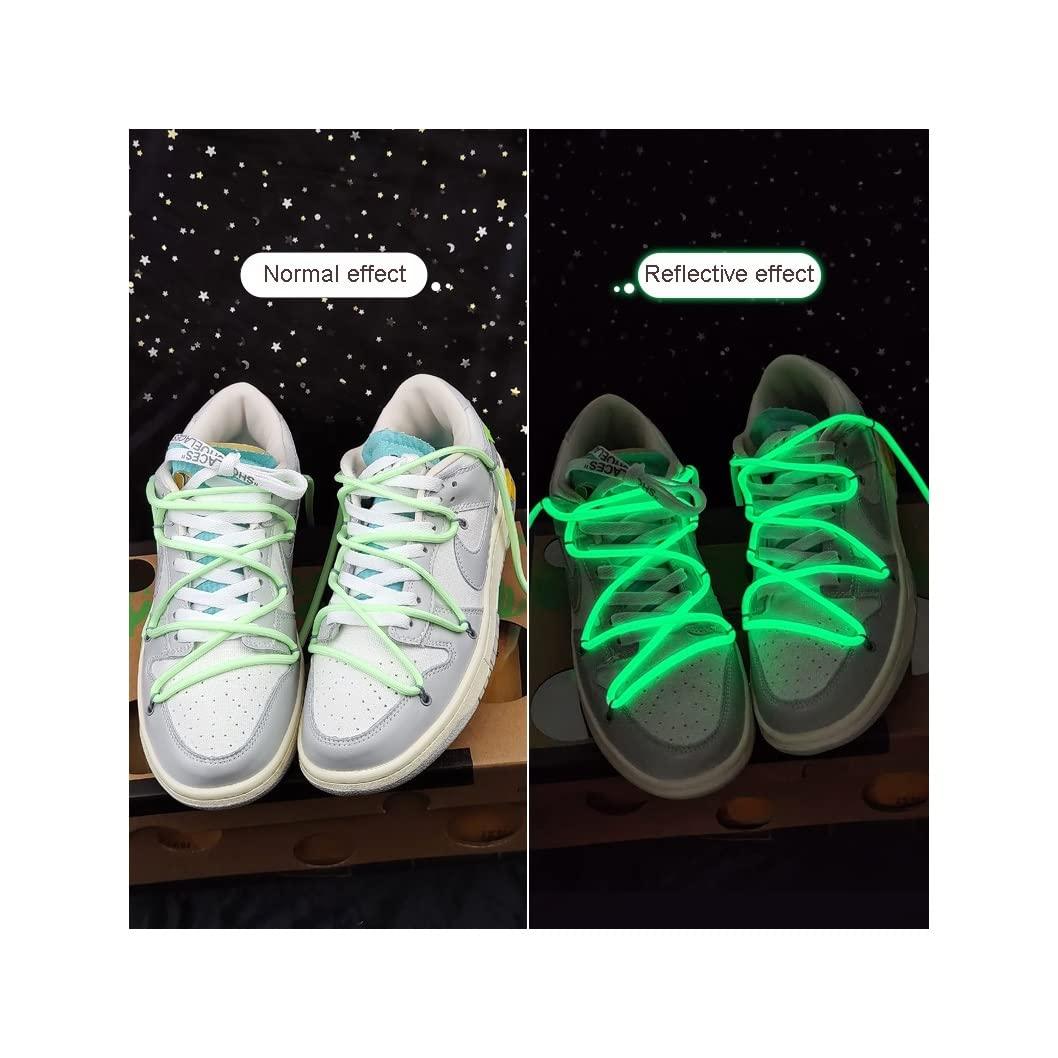 WALG Round Luminous Shoelaces Glow in The Dark Night Color Fluorescent Shoelace Sports Canvas Adult Children Shoe Laces (Color : White, Length : 120CM)