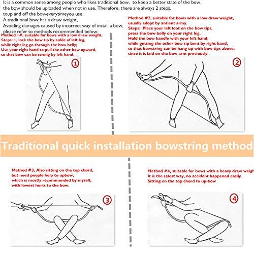 KAINOKAI KAINOKAI 54\" Traditional Laminated Recurve Bow/Archery Amercian Hunting&Target Horse Bow/Longbow Most Arrows fits,15-55 lbs for Kids Teens & Adults