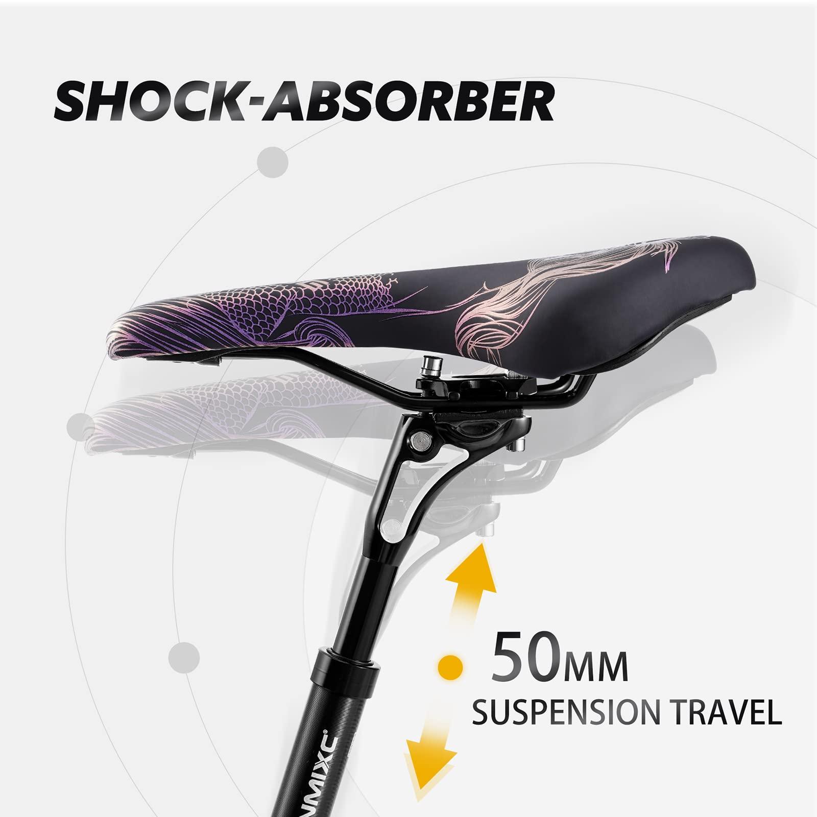 BONMIXC BONMIXC Suspension Seatpost 27.2 400mm Layback, 300lb Support for Larger & Tall Riders, Reduce Wind Drag, Anti-Slip Shock Absorbing Alloy Bike Seat Post, Adjustable Two-Way-Bolt Clamp