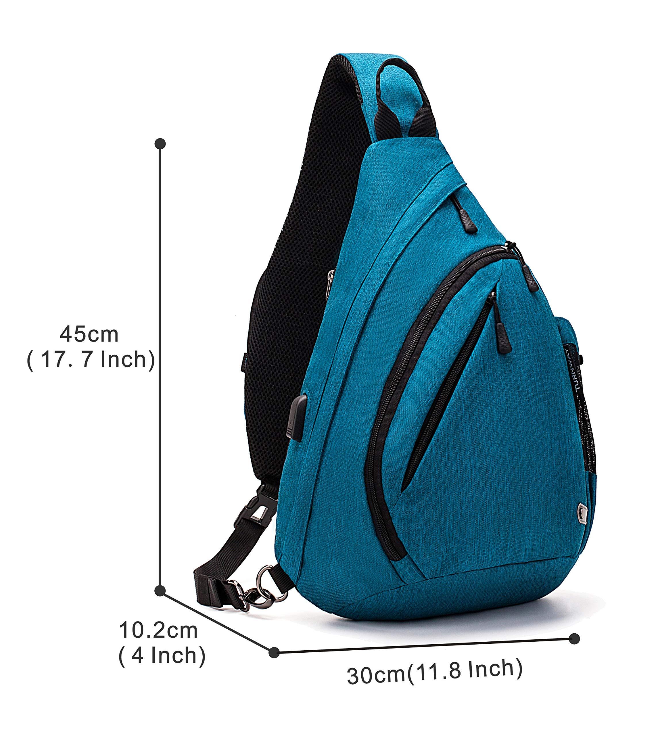 TurnWay TurnWay Water-Proof Sling bag/Crossbody Backpack/Shoulder Bag with USB Charging Port for Travel, Hiking, Cycling, Camping (BLUE)