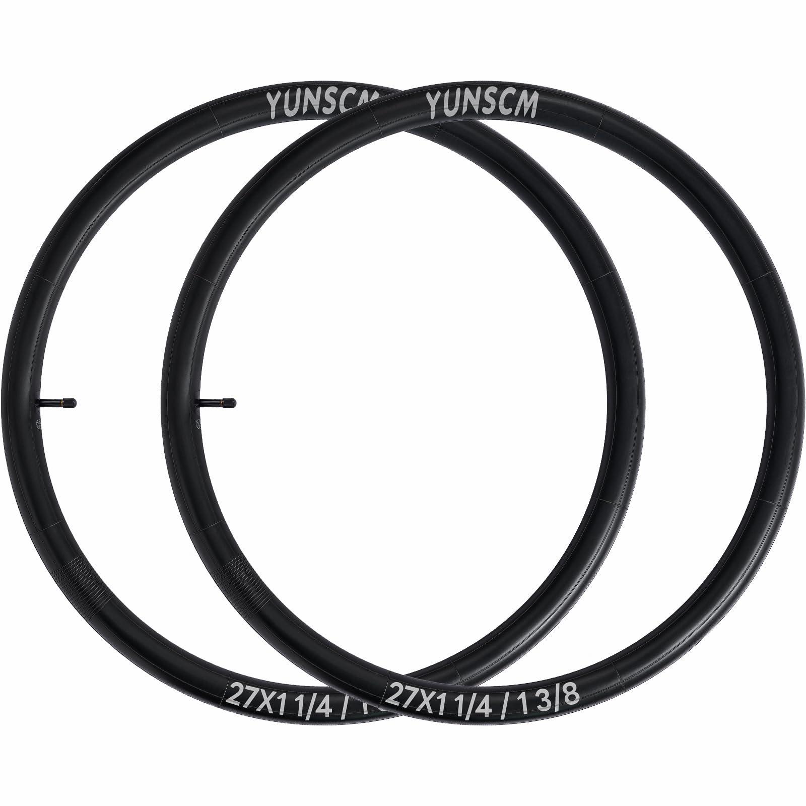 YunSCM 2-PCS 27x1 1/4 Heavy Duty Bike Tubes AV32mm Schrader Valve 27x1 3/8 Bicycle Tubes 28/35-630 Inner Tubes Compatible with 27x1 27 x 1 3/8 27x1 3-8 28-630 35-630 Bike Bicycle Tire Tubes