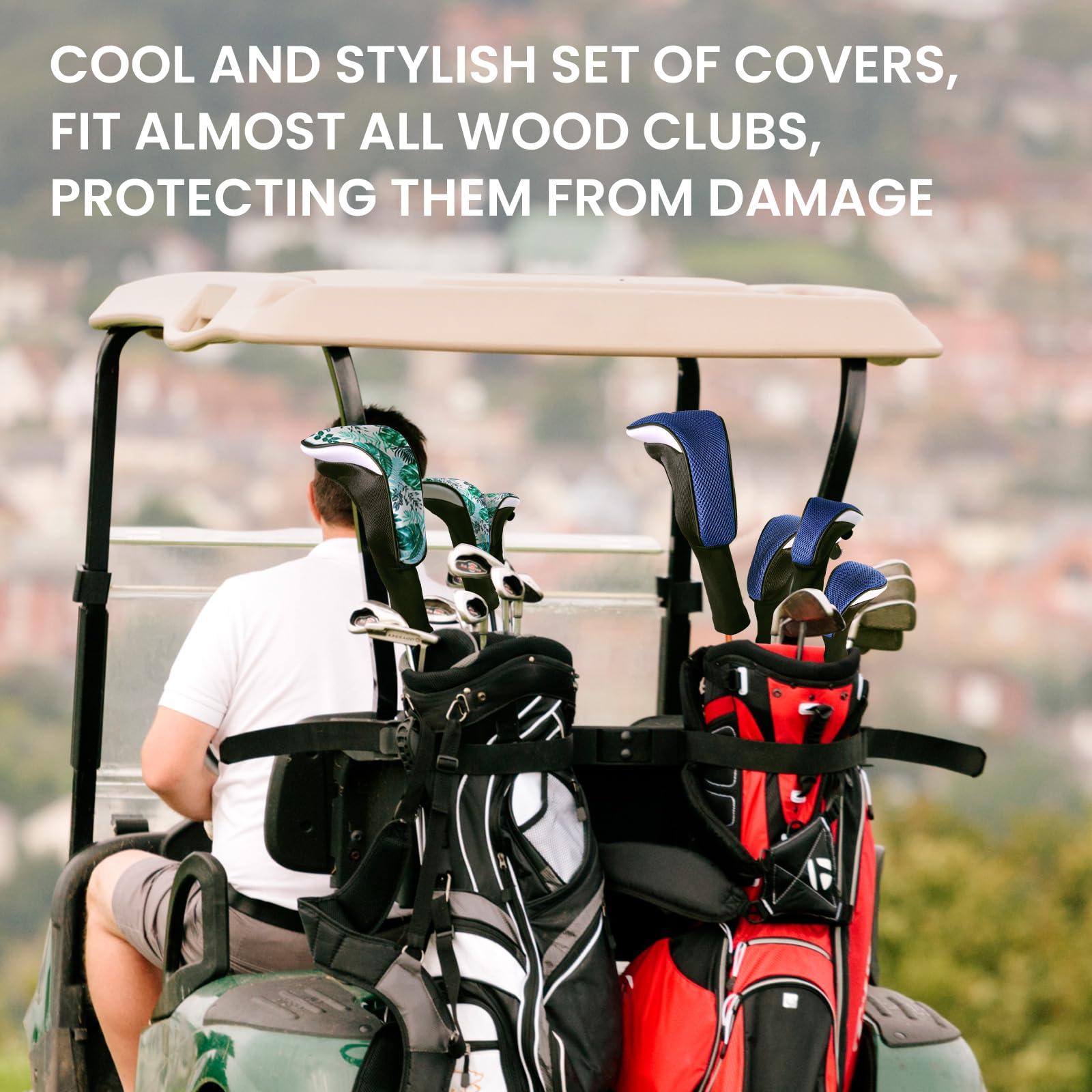 FINGER TEN FINGER TEN Golf Club Head Covers Woods Driver Fairway Hybrid 3/4/5 Set, Headcovers Men 1 3 5 7 X Interchangeable Number Tag, Fit All Wood Clubs (Gray-1 Driver&2 Fairway&2 Hybrid)