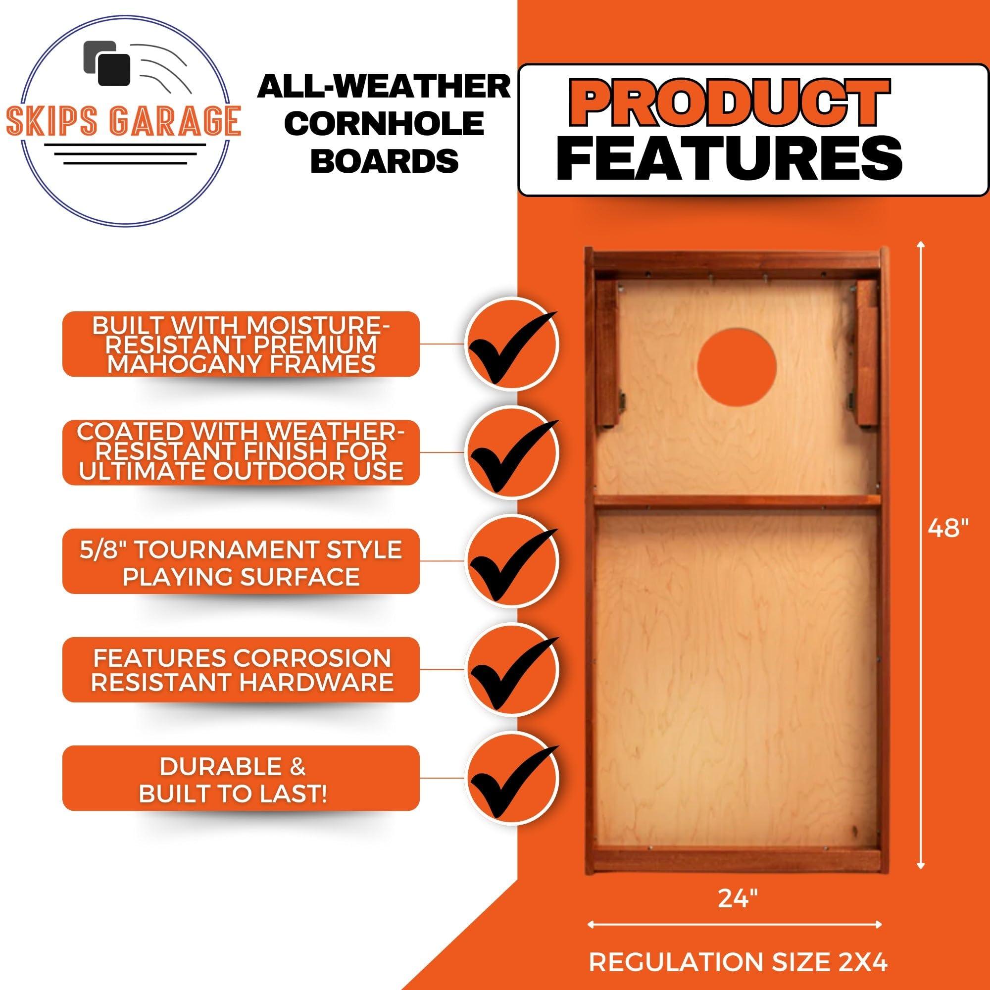 Skip's Garage Skip's Garage Retro Stripes All Weather Cornhole Boards - Includes (2) Boards (NO Bags) + (2) Hole Lights & (2) Edge Lights