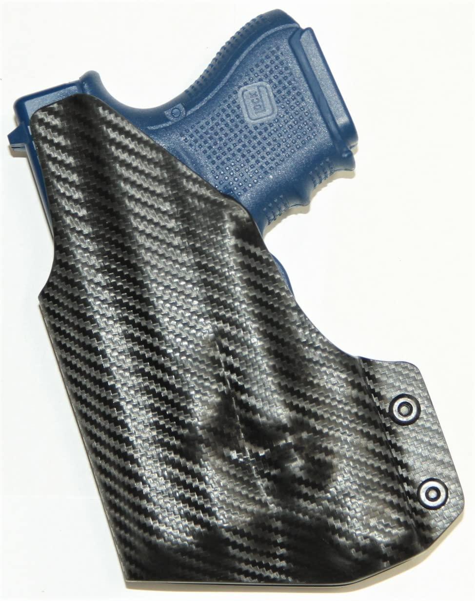 NineFit Basics REVKEL Custom Kydex Molded IWB Holster Compatible with Glock 26/27/33 w/Recover Tactical Rail & Olight Baldr S. Left Hand Draw. Black, Hand Crafted in The USA.