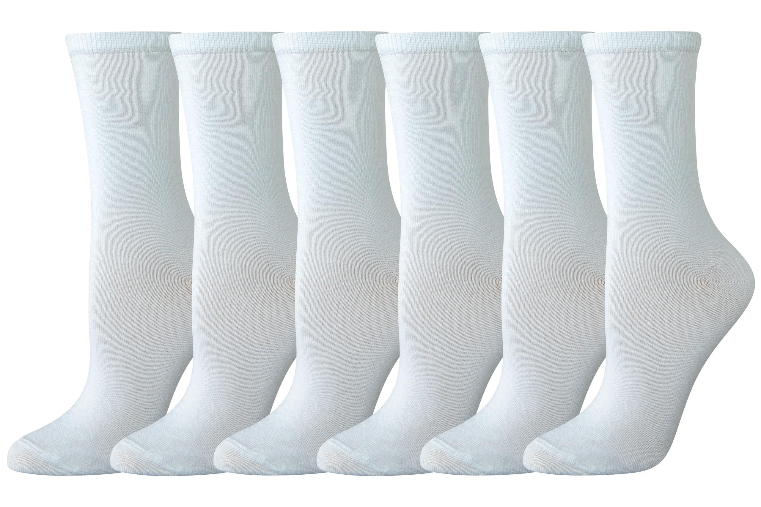 Amazon Essentials Amazon Essentials Women's Casual Crew Socks, Lightweight, 6 Pairs, White, 6-9