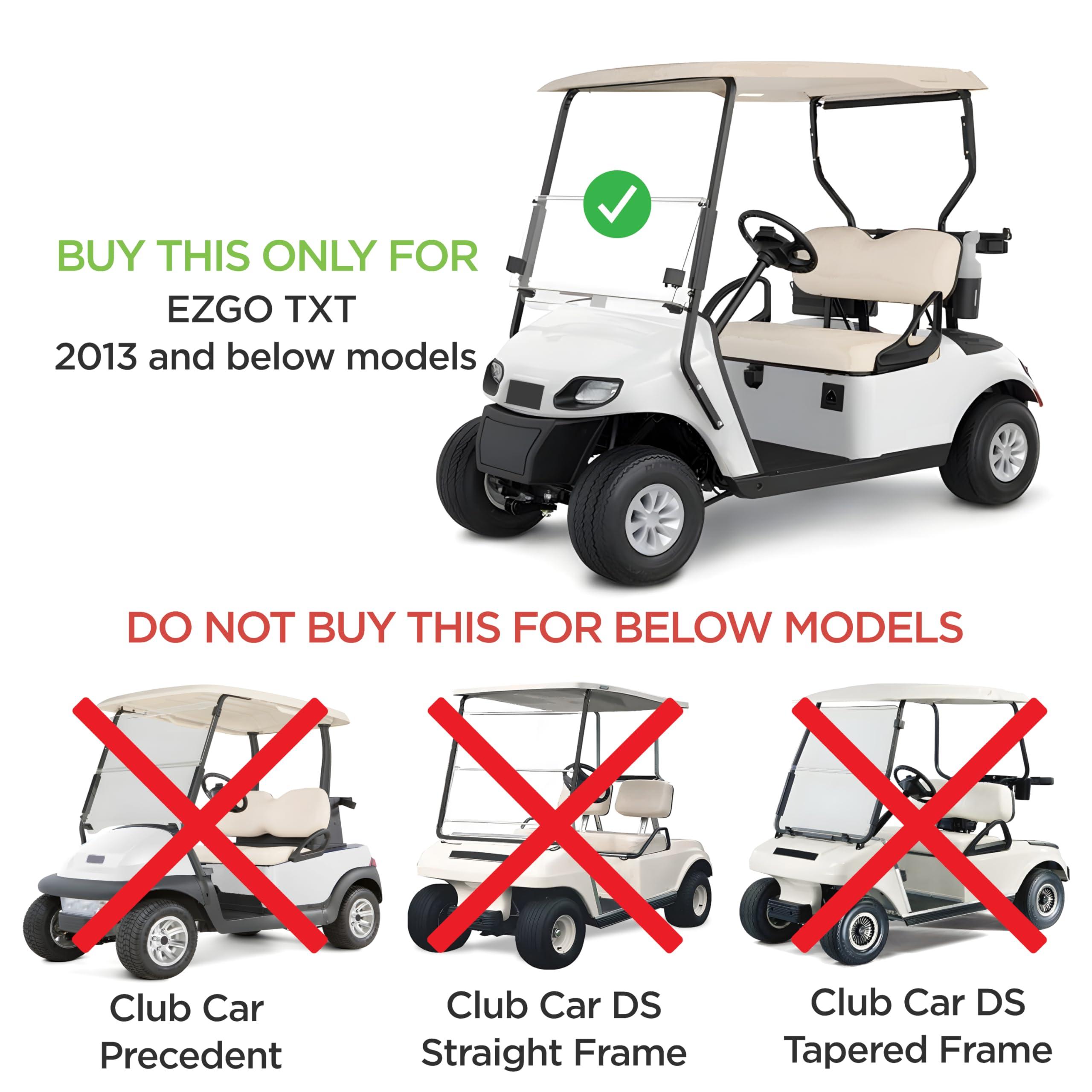 ZivPlay Ezgo Golf Cart Windshield Ezgo TXT Windshield Replacement for Front Fits 1995 to 2013 Ezgo TXT and Medalist Models Foldable Tinted UV Protection and Impact Resistant PC Shield