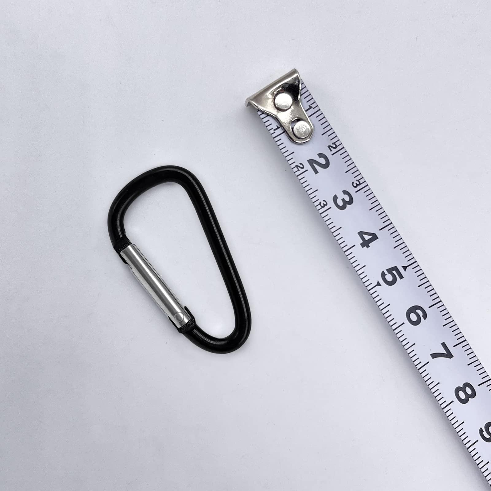 XIECHANEE XIECHANEE 30PCS Aluminum Carabiner Clips, 2\" D Shape Spring Snap Hooks Carabiner with 30PCS Keyring Keychain Hook, Black