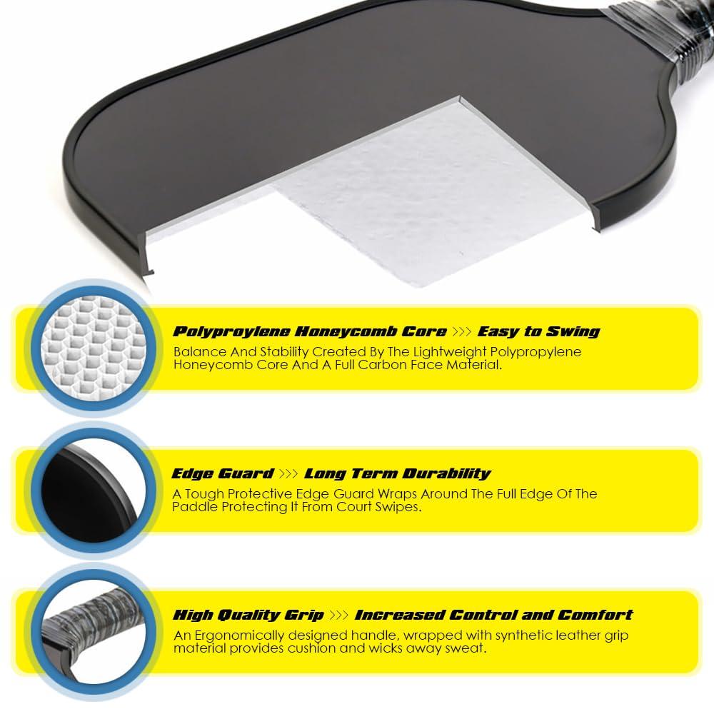 KOALEIU KOALEIU Custom Graphite Pickle Ball Paddles, Personalized Pickleball Racquet with Photo Text Logo, Perfect Rackets Gifts for Men&Women, Gray