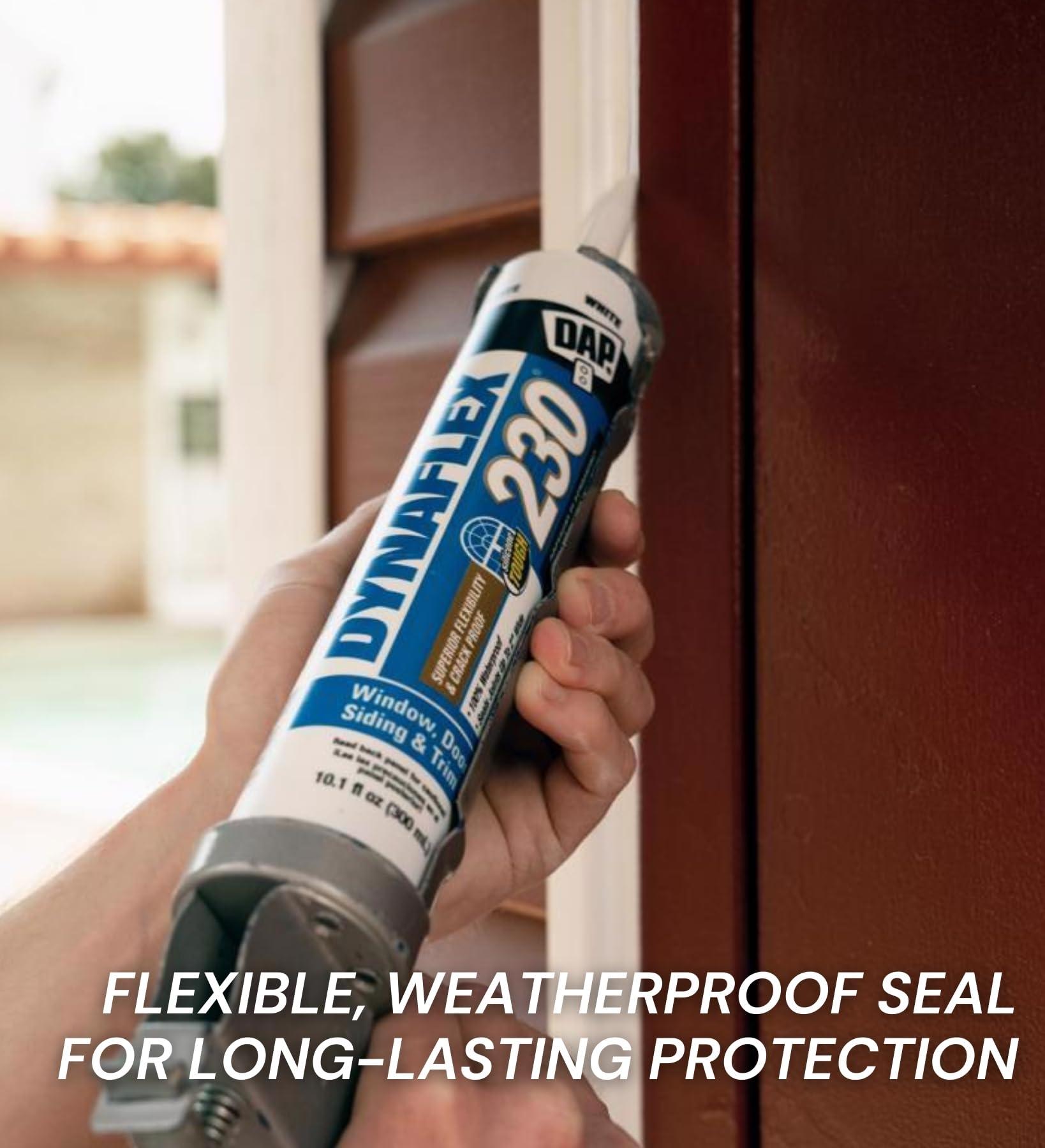 GROVE DAP Dynaflex 230 Sealant 10.1 oz Bundle with Microfiber Cloth - Waterproof - Elastomeric Caulk Sealant for Windows, Doors, and More - Indoor/Outdoor Use - White - (3 Items)