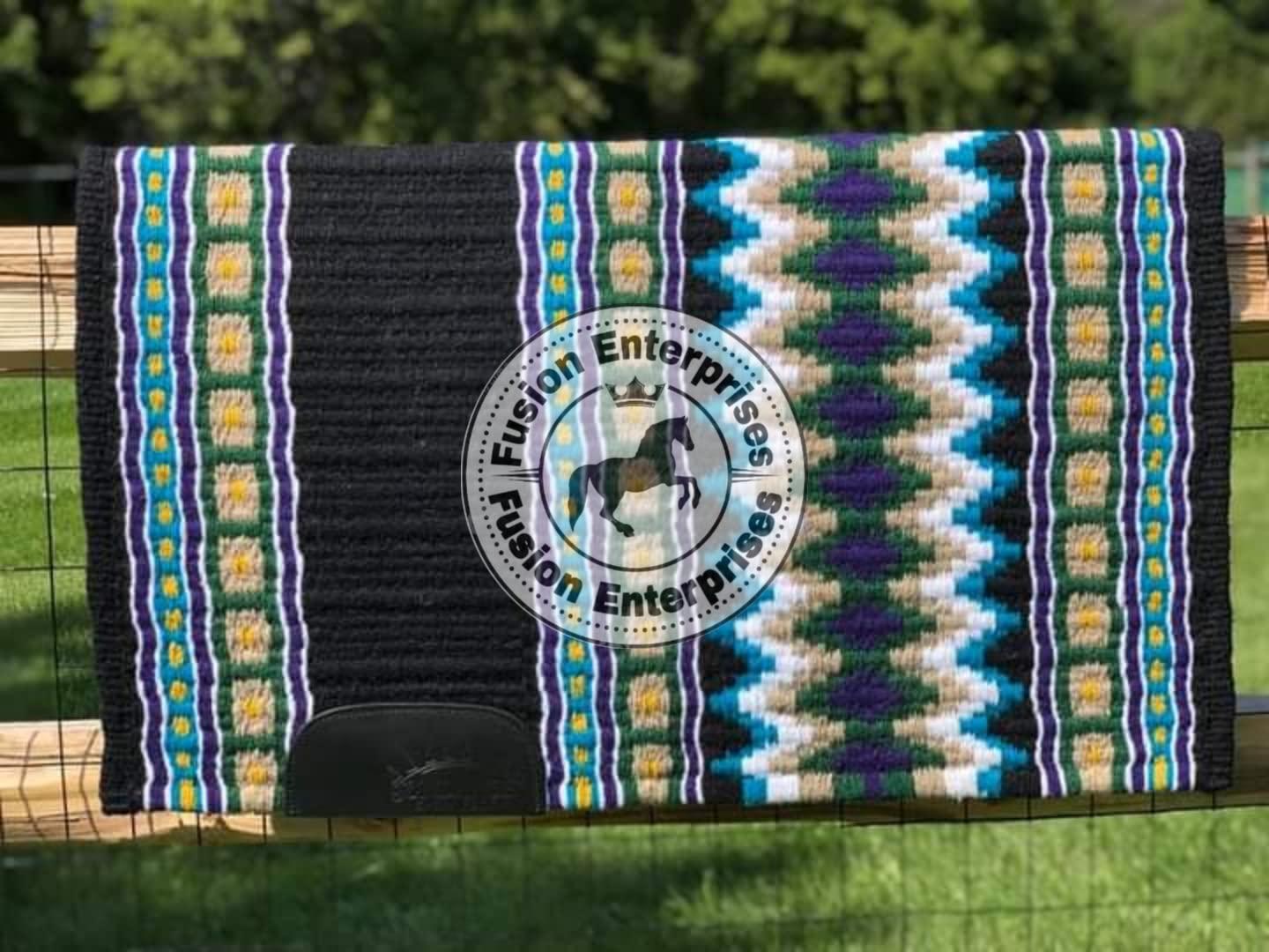EQUIEMPRESS EQUIEMPRESS Western Show Saddle pad/New Zealand Wool Horse Western Saddle Blanket Top Wool Pad Sensor Flex (Customization Available) A303 (34" x 38")