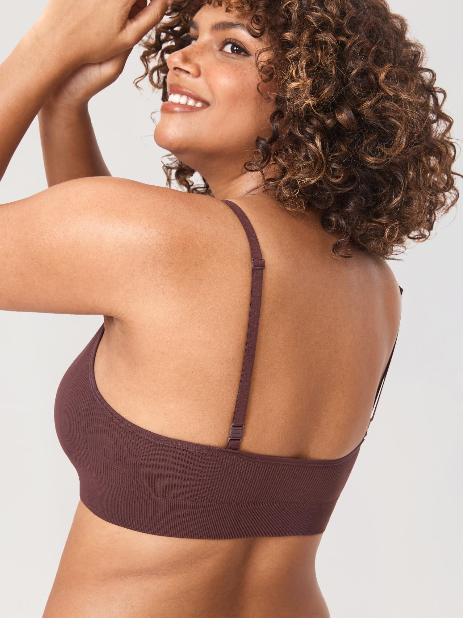 MOMANDA MOMANDA Ribbed Nursing Bras for Breastfeeding Support Maternity Sports Bra Wireless Seamless Sleep Bralettes Hazelnut Large