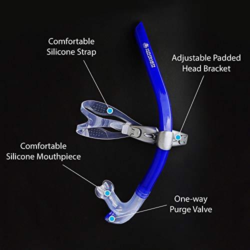 Kraken Aquatics Kraken Aquatics Swim Snorkel for Lap Swimming, Swimmers Training and Pool Therapy Equipment | Quality Adult Center Mount Snorkel with Comfortable Silicone Mouthpiece and One-Way Purge Valve | Blue