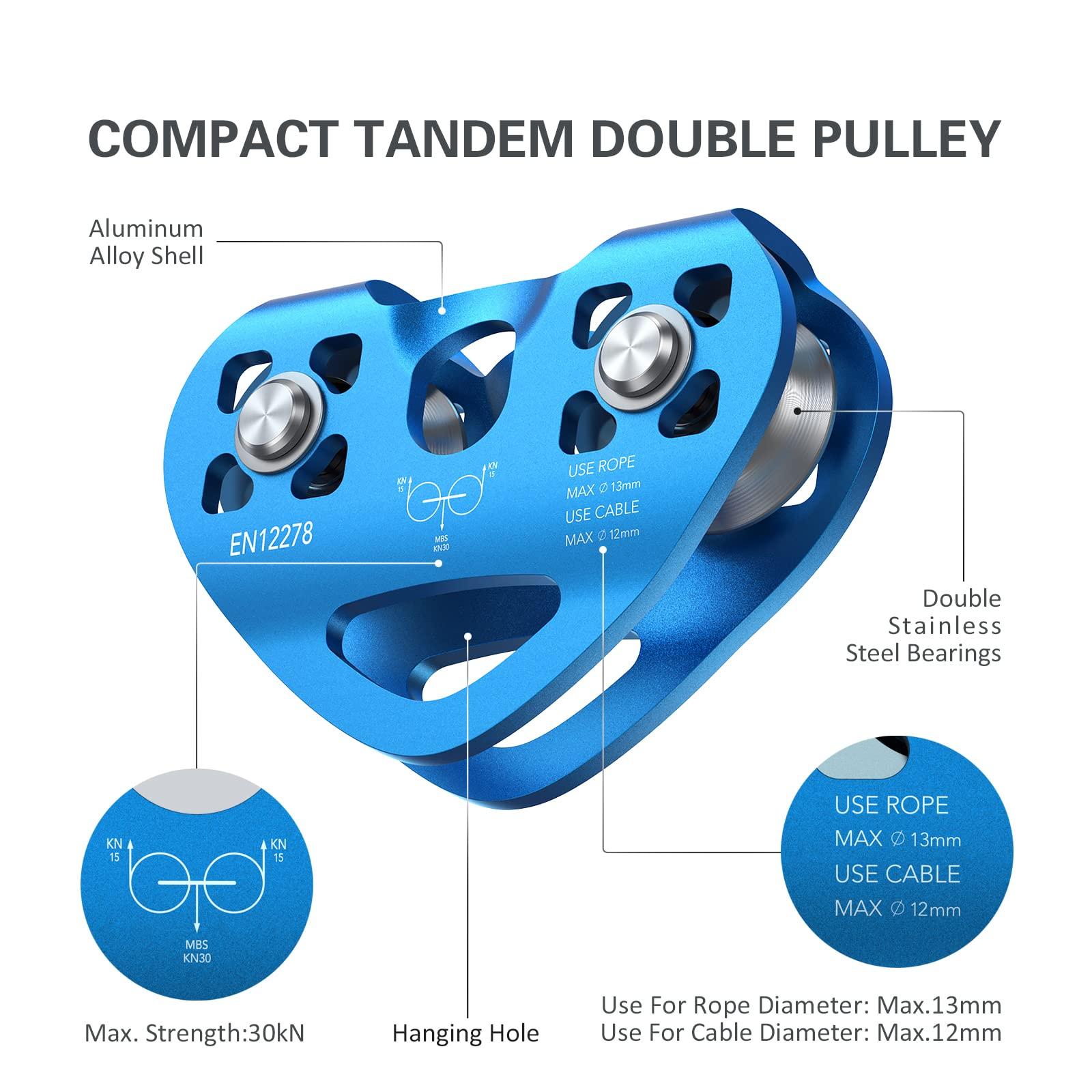Lixada Lixada Zipline Pulley 30KN Trolley Rescue for 1/4 5/16 3/8 1/2 Cable Backyard Zipline, Hauling, Rigging and Commercial Purposes,Holds Upto 6700lbs