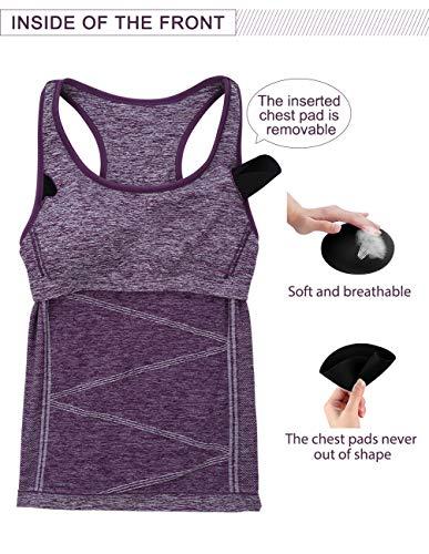 DISBEST Disbest Yoga Tank Top, Women\'s Performance Stretchy Quick Dry Sports Workout Running Top Vest with Removable Pads