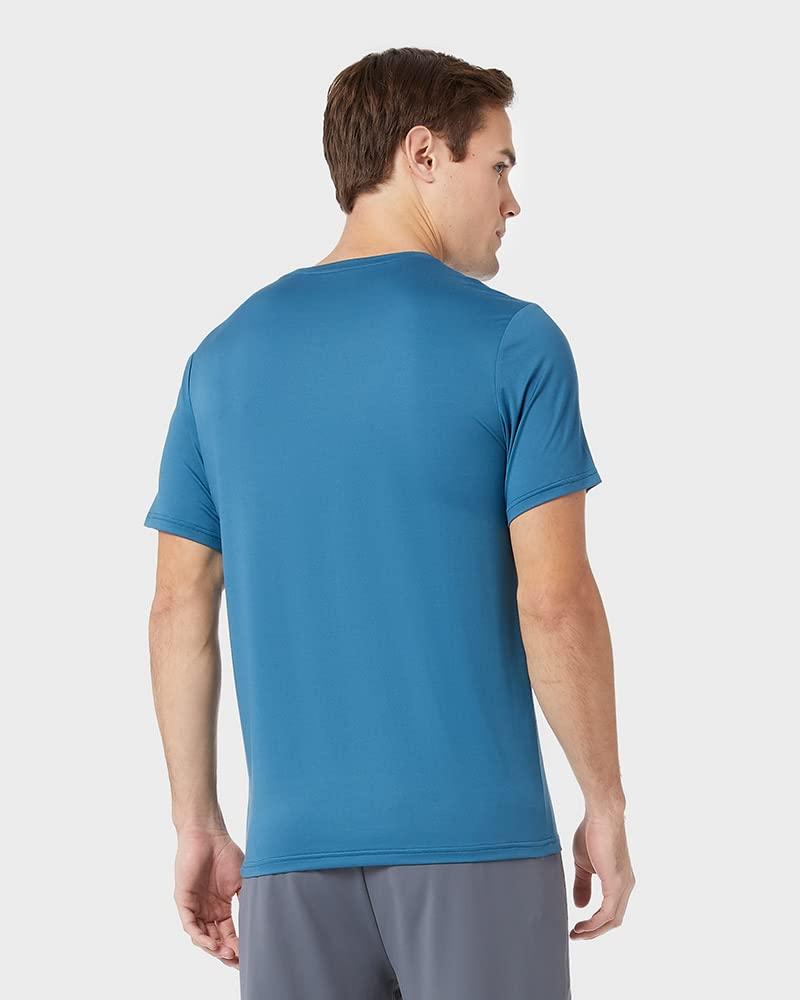 32 Degrees 32 DEGREEES Men's Cool Classic Crew T-Shirt | Anti-Odor | 4-Way Stretch | Moisture Wicking, Blue Steel, Small