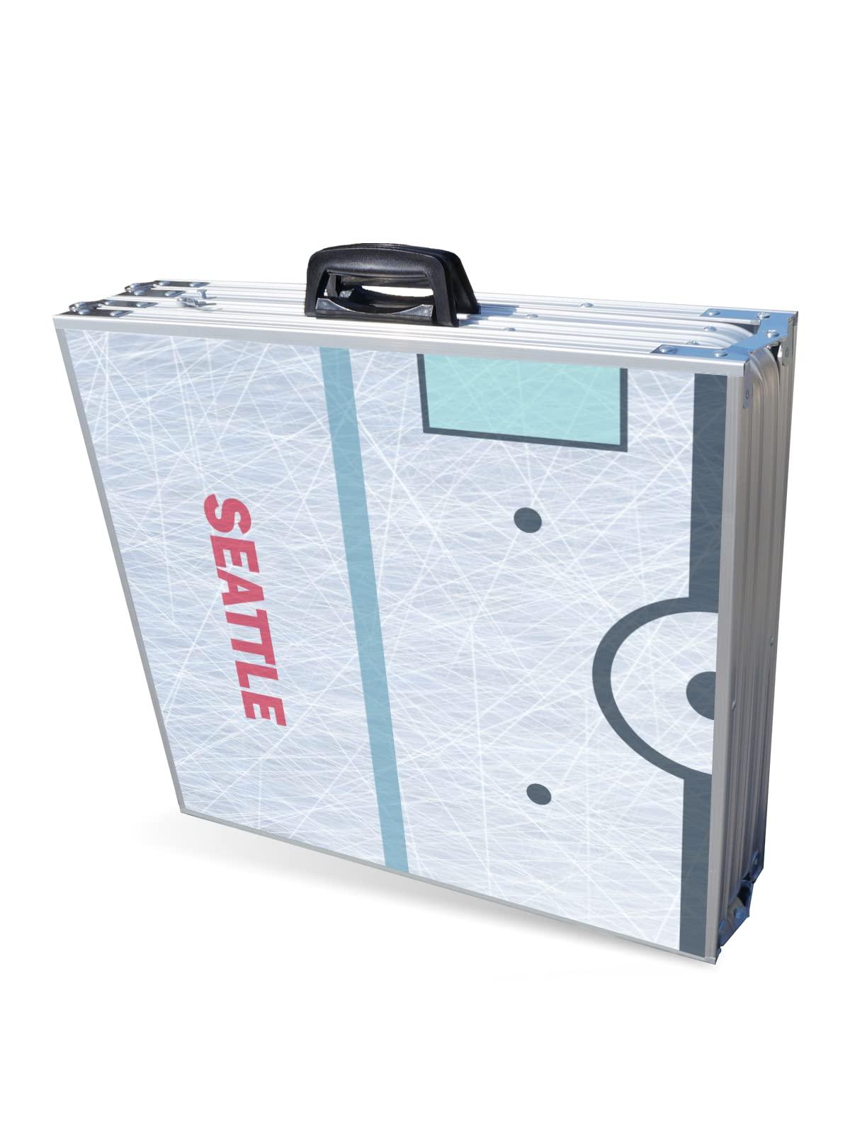 PartyPongTables.com 8-Foot Professional Beer Pong Table w/Cup Holes & LED Lights - Seattle Hockey Rink