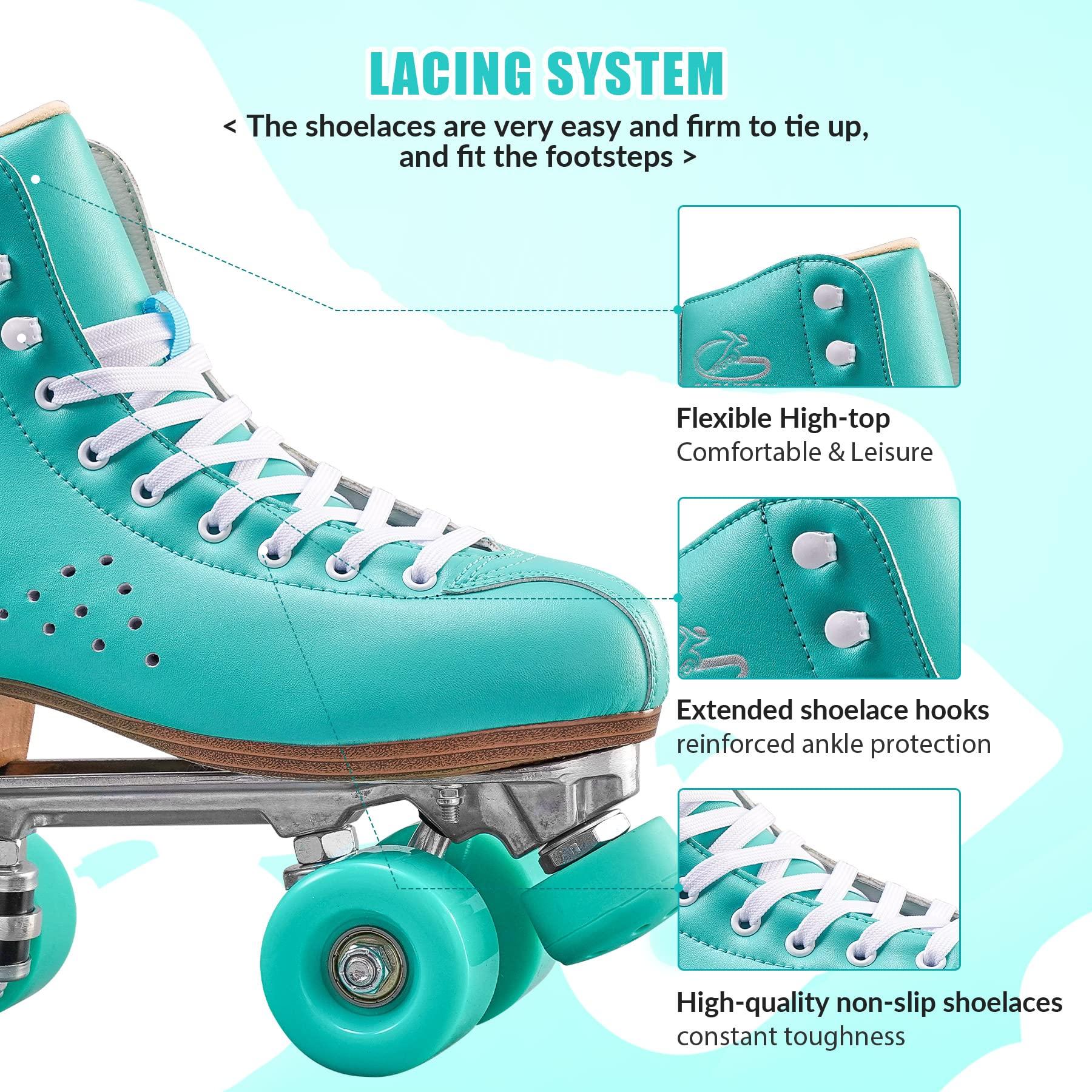 PAPAISON PAPAISON Roller Skates for Women and Men, Deluxe 2 Layer Microfiber Leather Double Row-Classic Roller Skates for Girls, Professional Outdoor Indoor Quad-Skates for Kids & Adults