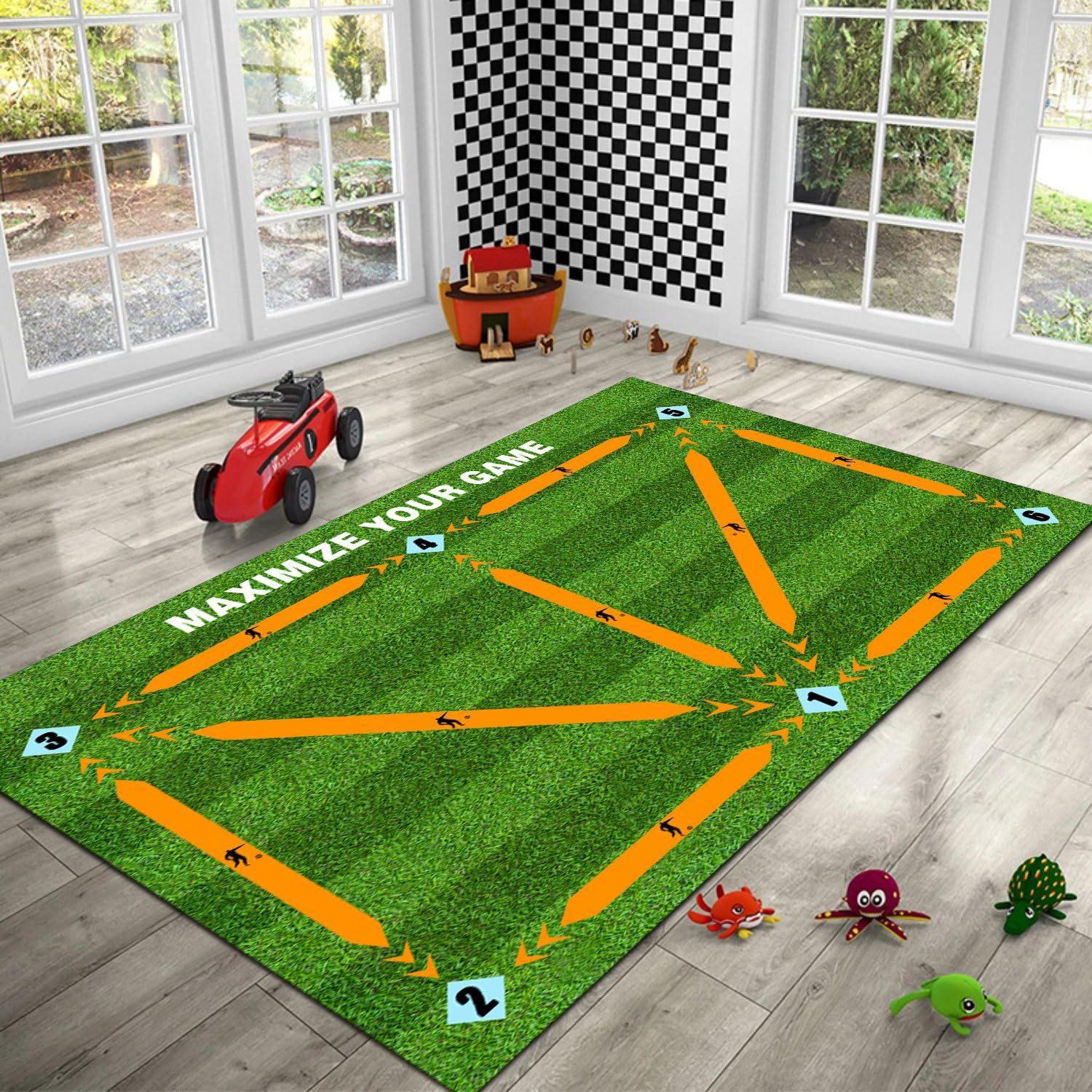 PUSHIZHIGUANG Soccer Training Mat, Anti-Skid Soundproof Football Training Mat, Household Diatom Mud Folding Children Adult Dribbling Training Foot Mat, Improve Speed, Strength and Coordination (E, 15.7 * 23.6in)