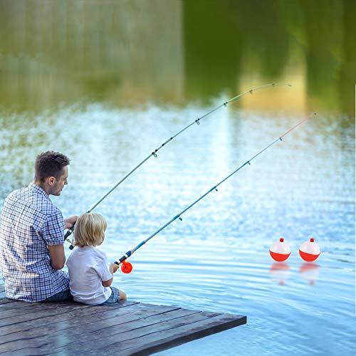 Coopay Coopay Fishing Bobbers 30Pcs-50Pcs/Lot Hard ABS Fishing Floats Set Snap on Float Red/White Bobbers Push Button Round Buoy Floats Fishing Tackle Accessories (1.5inch-30pcs)