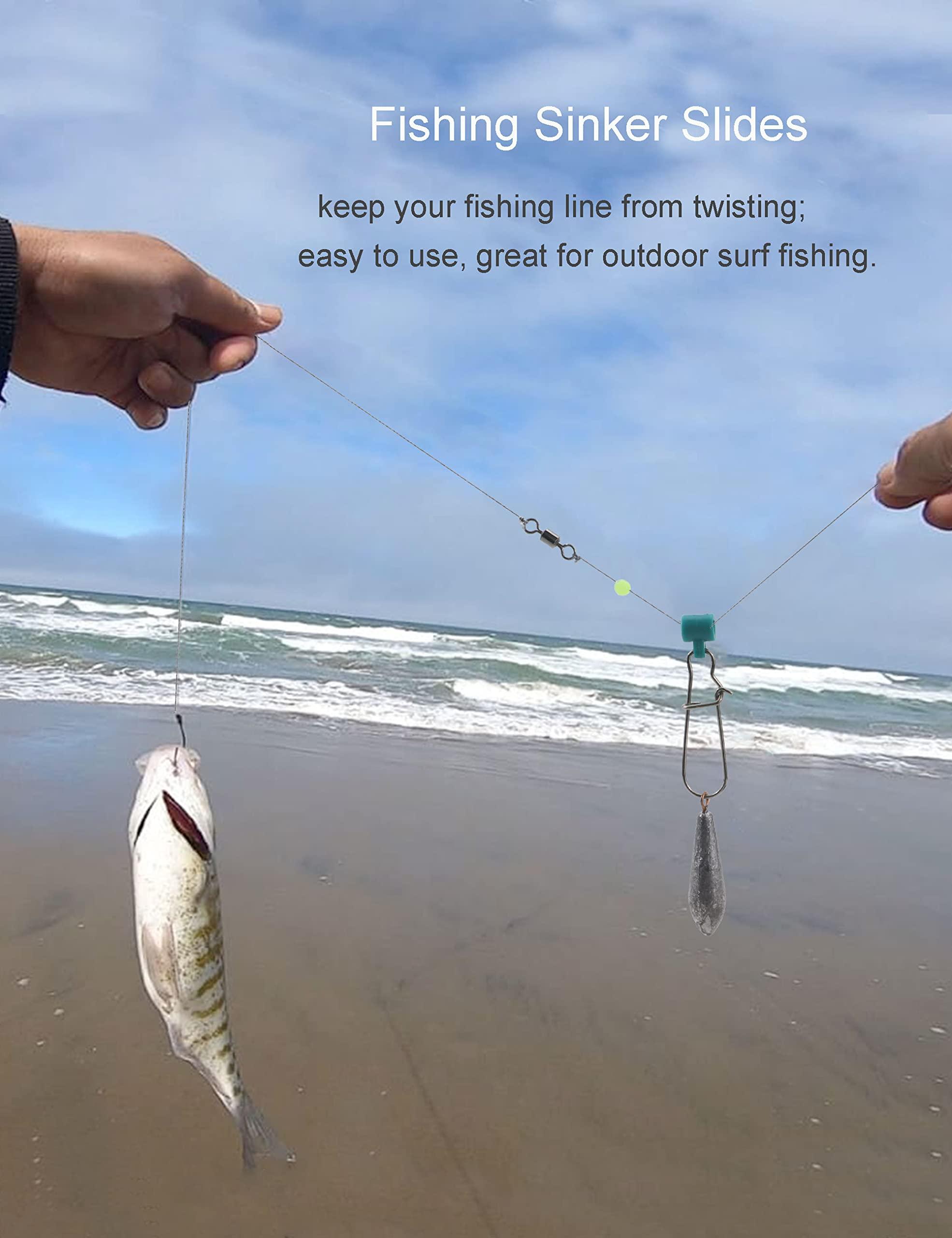 Facikono Facikono Fishing Line Sinker Slides Catfishing Rig, Saltwater Heavy Duty Sinker Weights Connector with Duo Lock Snaps