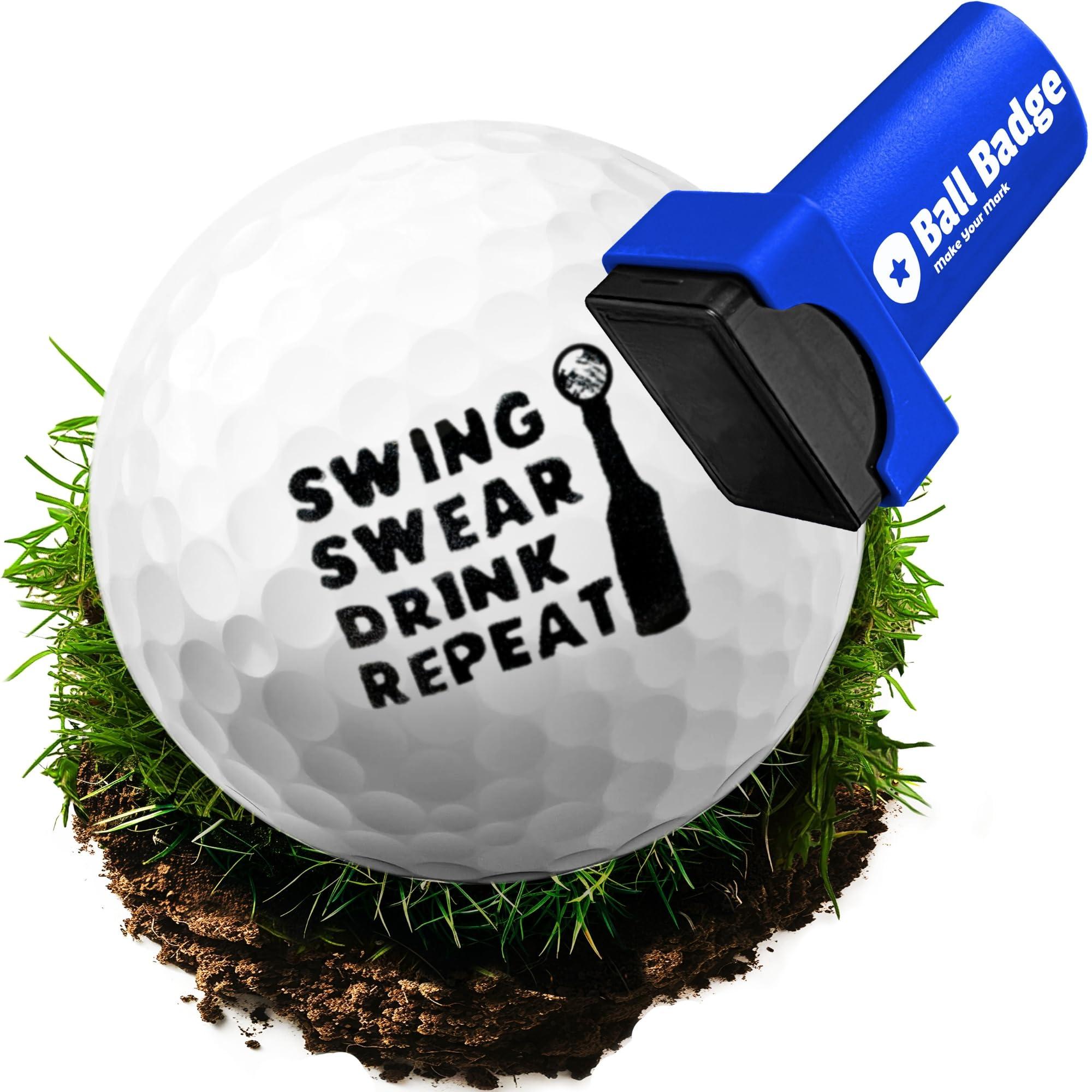 HODL 21 HODL 21 Ball Badge - Golf Ball Stamp, Self-Inking Golf Ball Stamper (The Dirty Series), Golf Ball Marker, Reusable Golf Ball Marking Tool to Identify Golf Balls (Swing Swear Drink Repeat)
