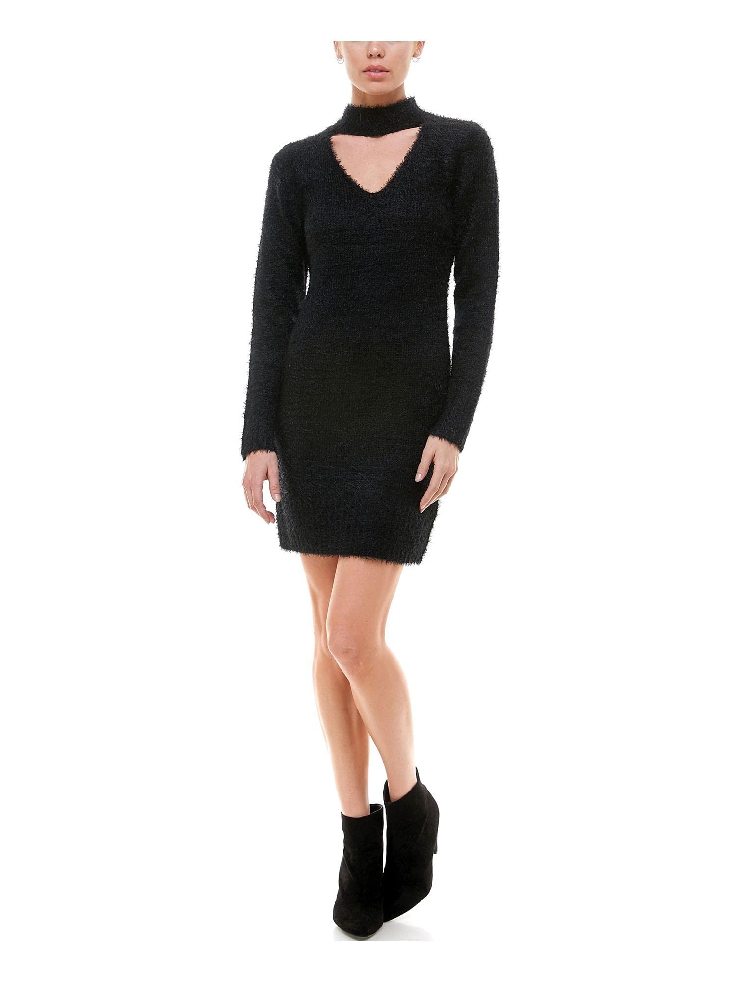 Planet Gold Planet Gold Womens Cut-Out Mini Sweaterdress Black S
