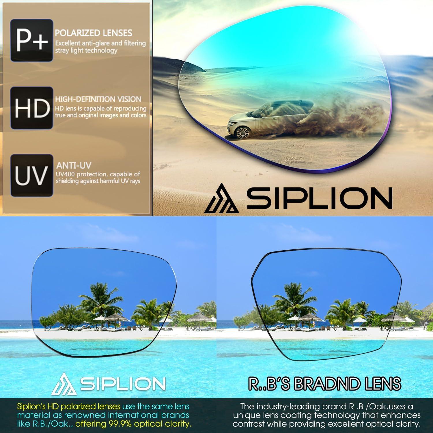 SIPLION SIPLION Men's Sunglasses Polarized Sport Glasses for golf fishing driving Metal Frame Sun glasses 8729 Black+blue