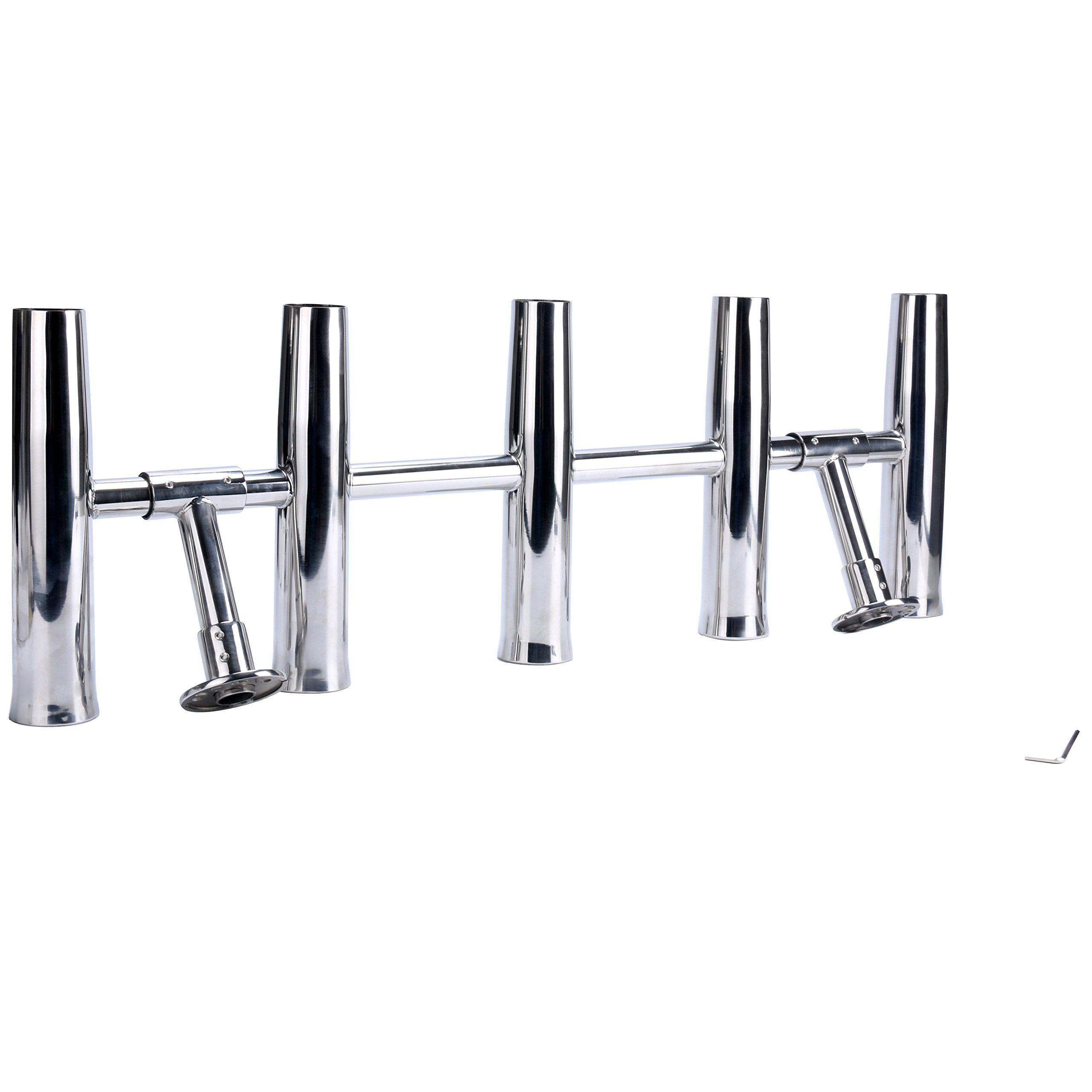 Amarine Made Amarine Made 5 Tube Adjustable Stainless Rocket Launcher Rod Holders , Can Be Rotated 360 Deg