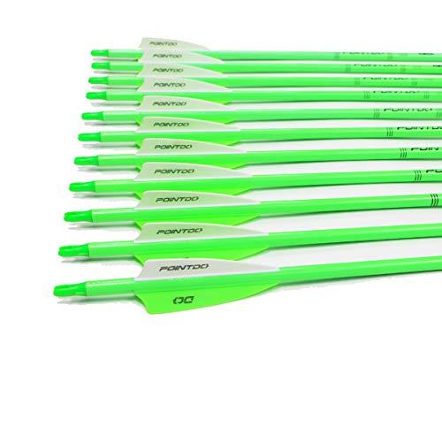 Pointdo Pointdo 30inch Carbon Arrow Fluorescence Color Targeting and Hunting Practice Arrows for Recurve and Compound Bow with Removable Tips (Fluorescein Green)